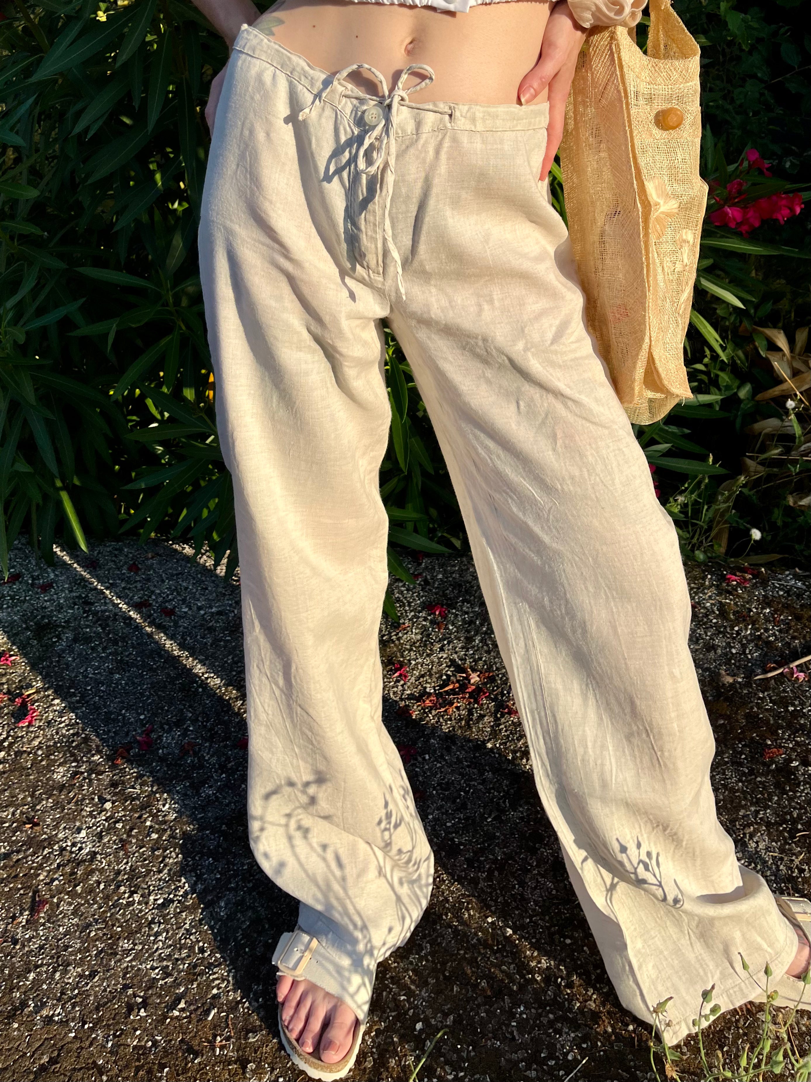 Pantalone in lino sabbia Benetton