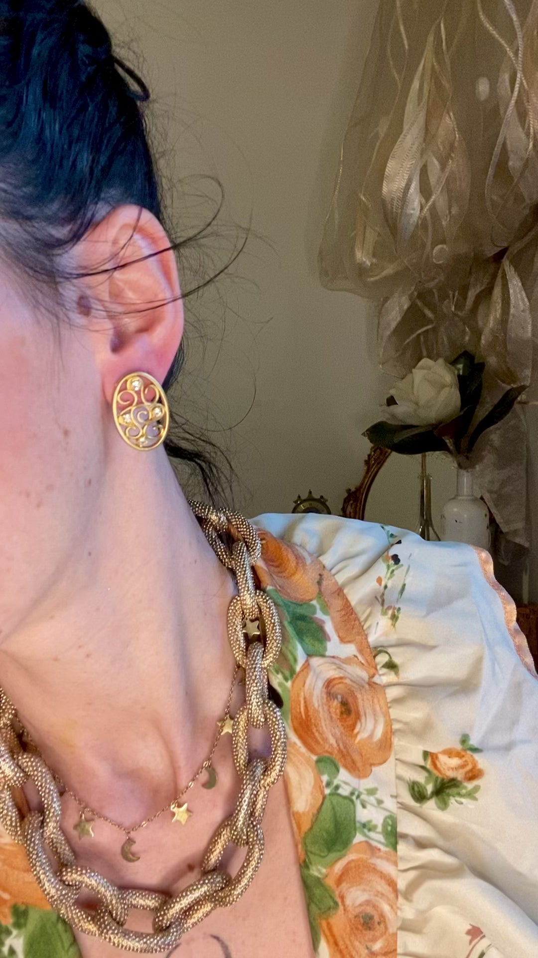 Boucles d'oreilles ovales dorées