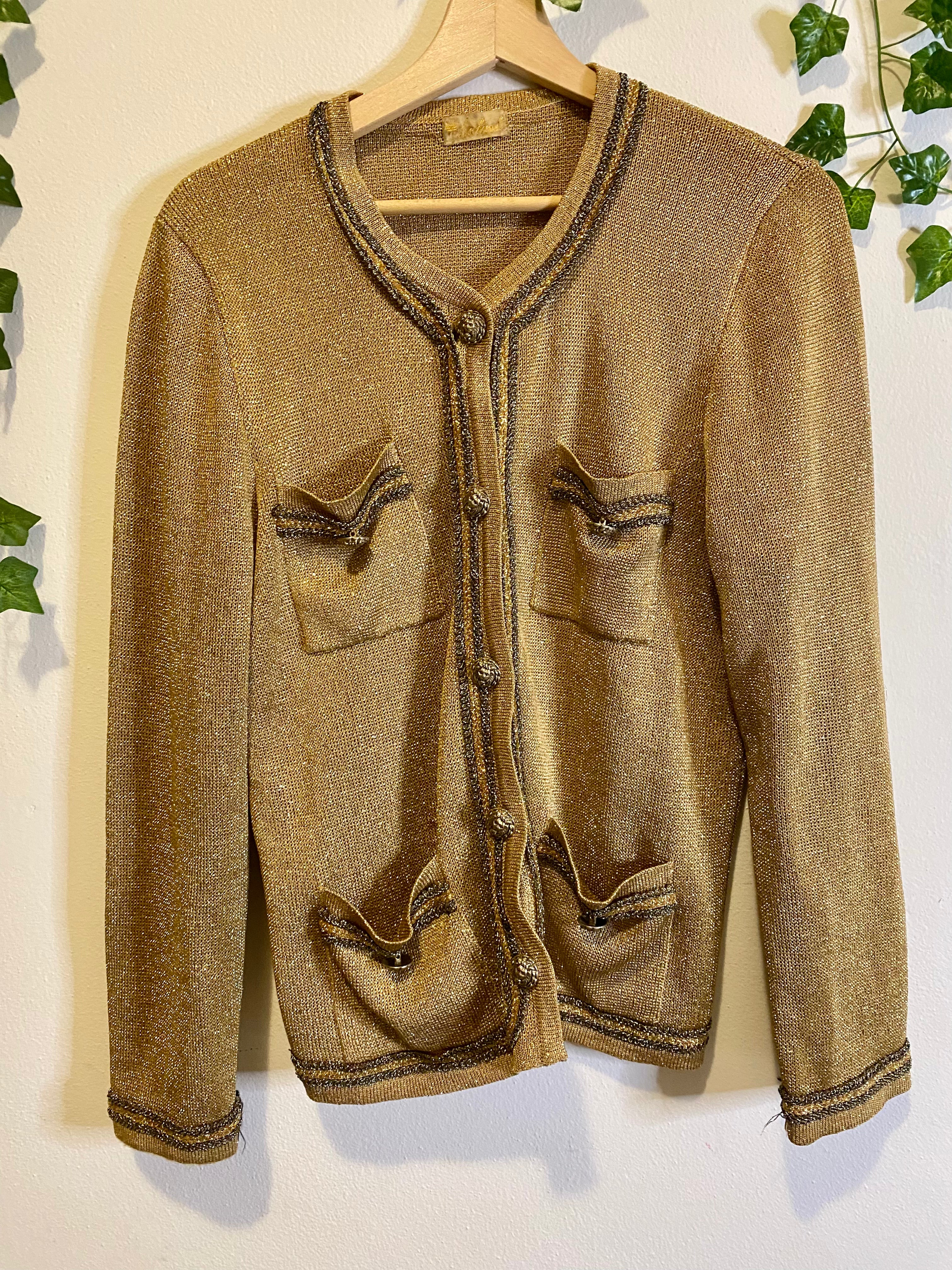 Cardigan dorato brillantinato