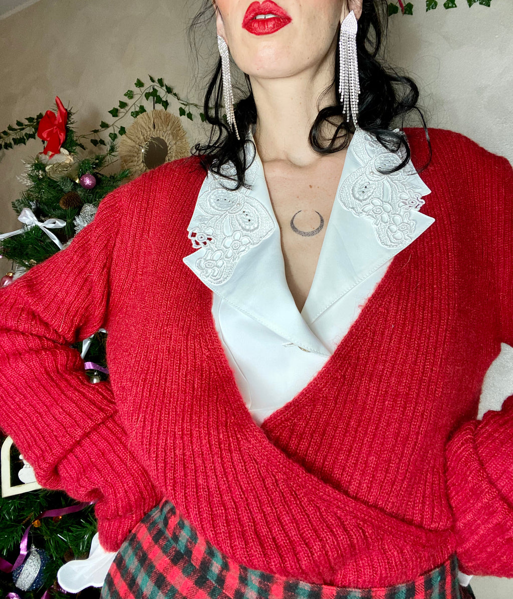 Pull col V tissé