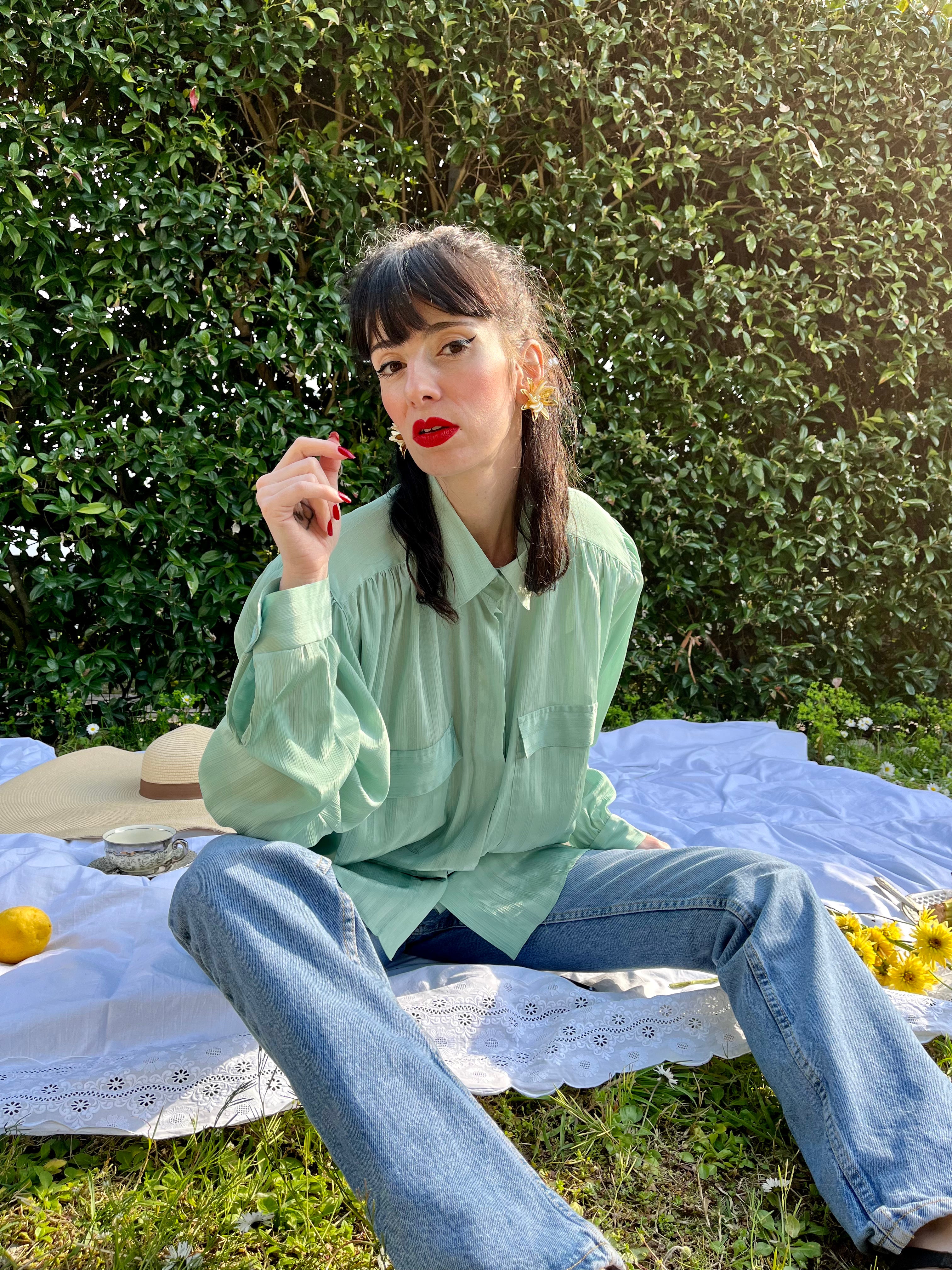 Camicia gessata acqua marina