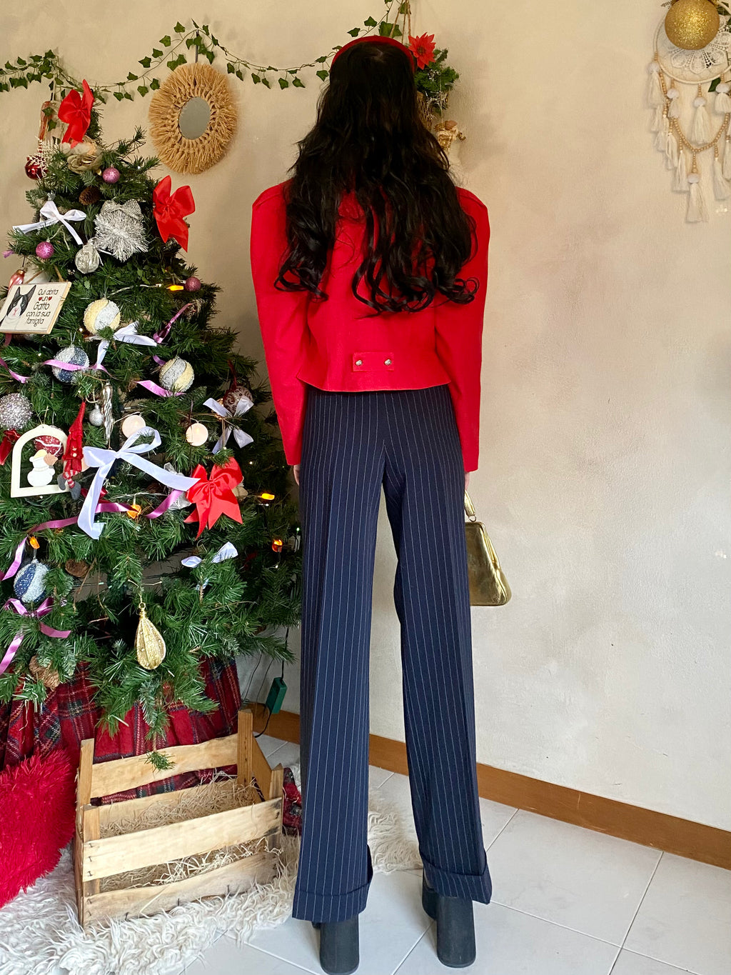 Classy wide leg pinstriped trousers