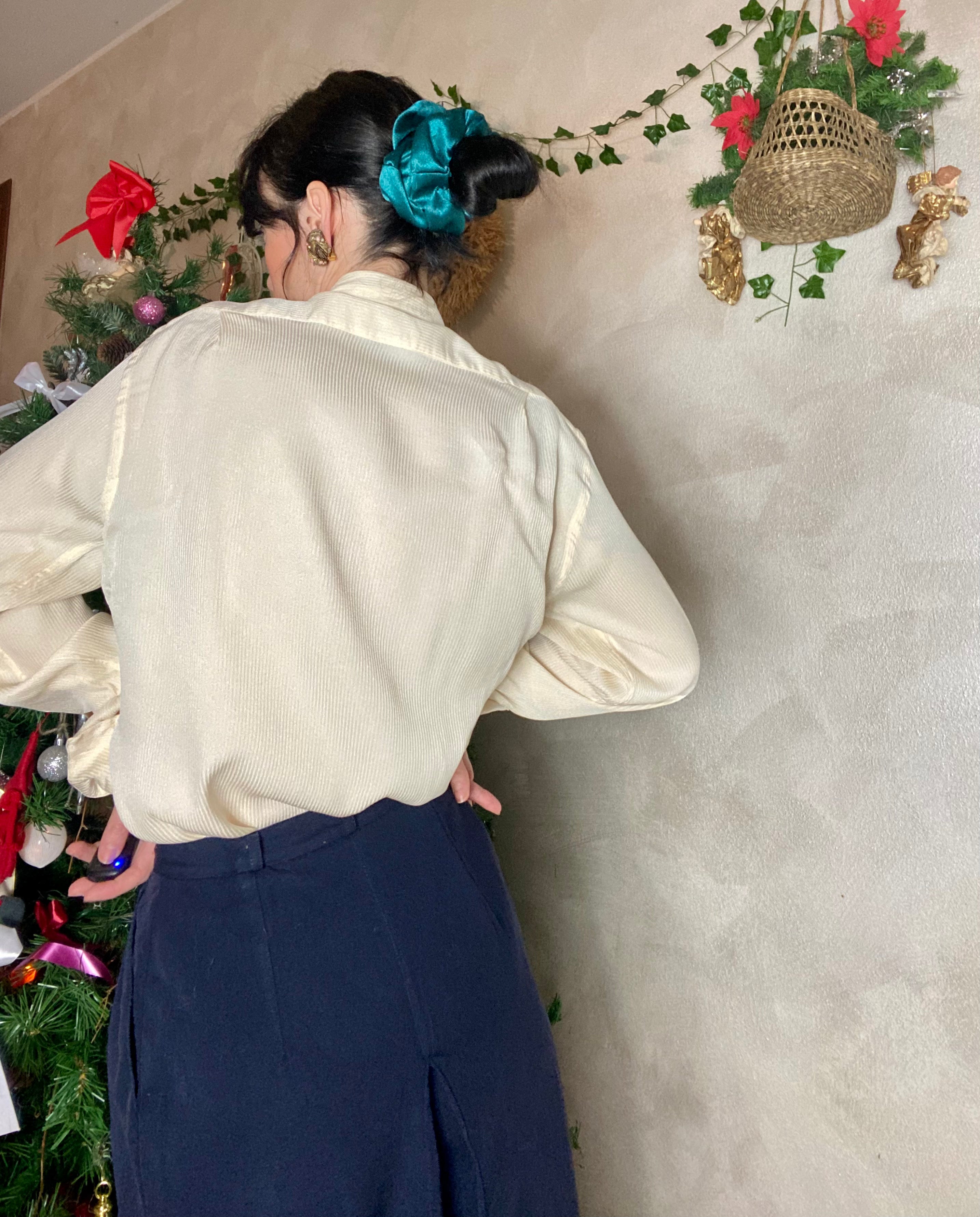 Camicia Lorenzini gessata crema