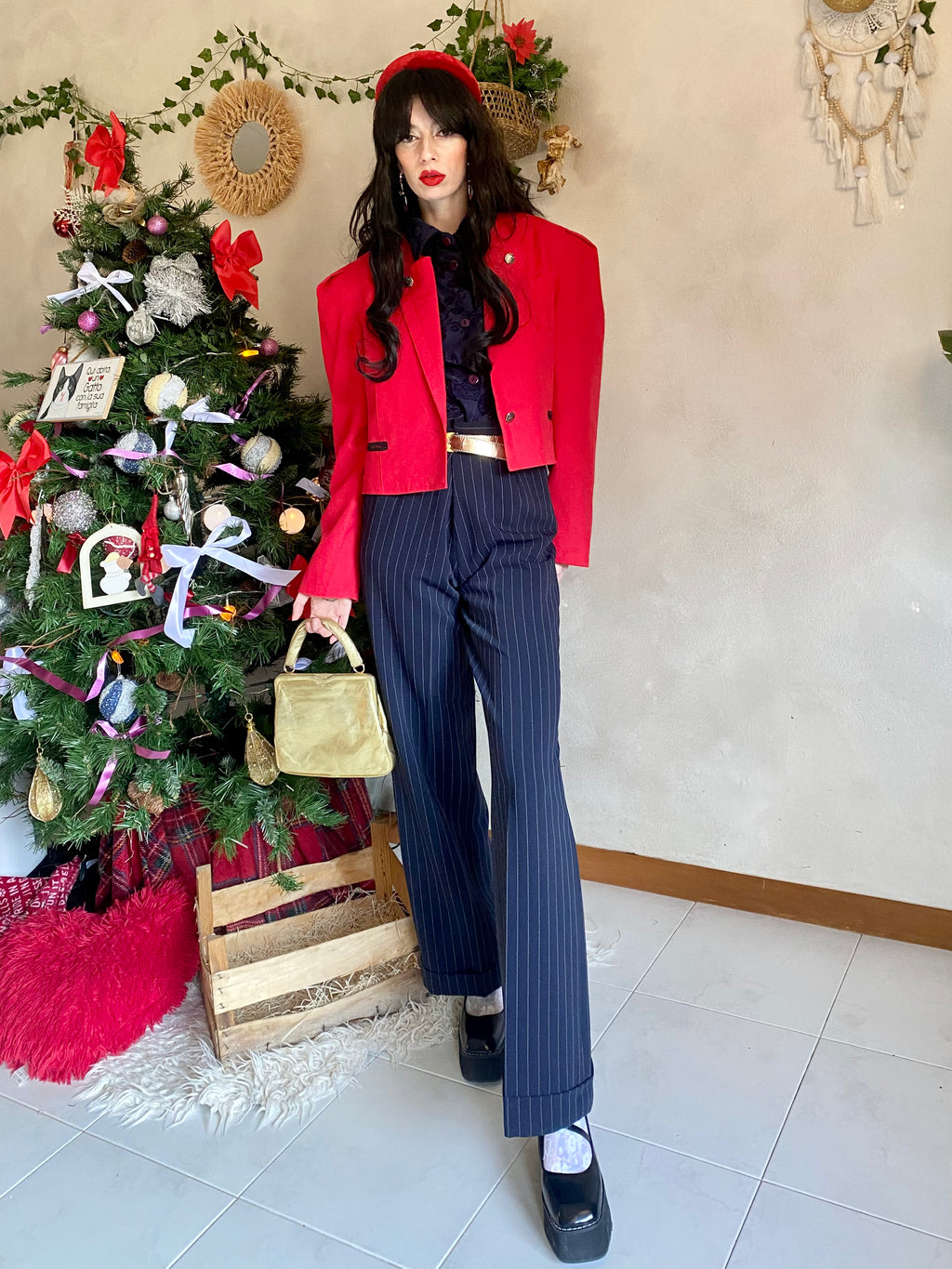 Classy wide leg pinstriped trousers