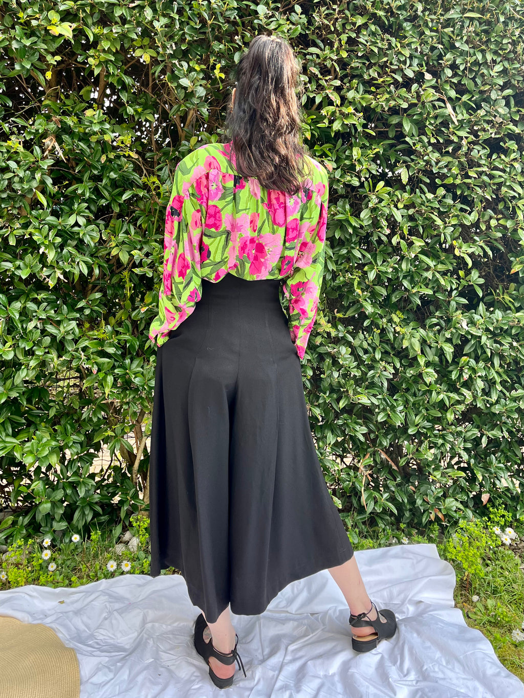 Gonna Pantalone con vita a corsetto e bottoni mixati
