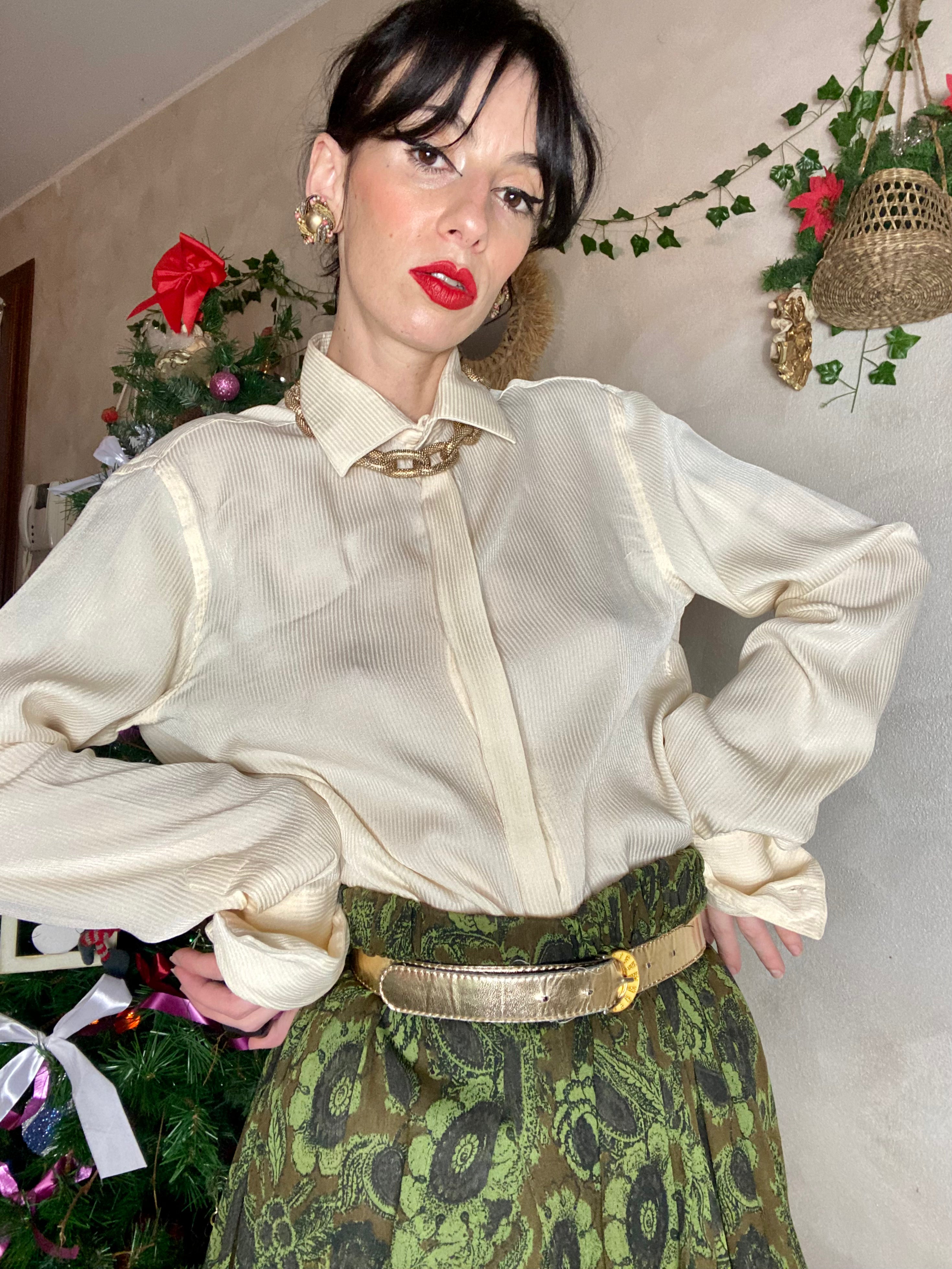 Camicia Lorenzini gessata crema