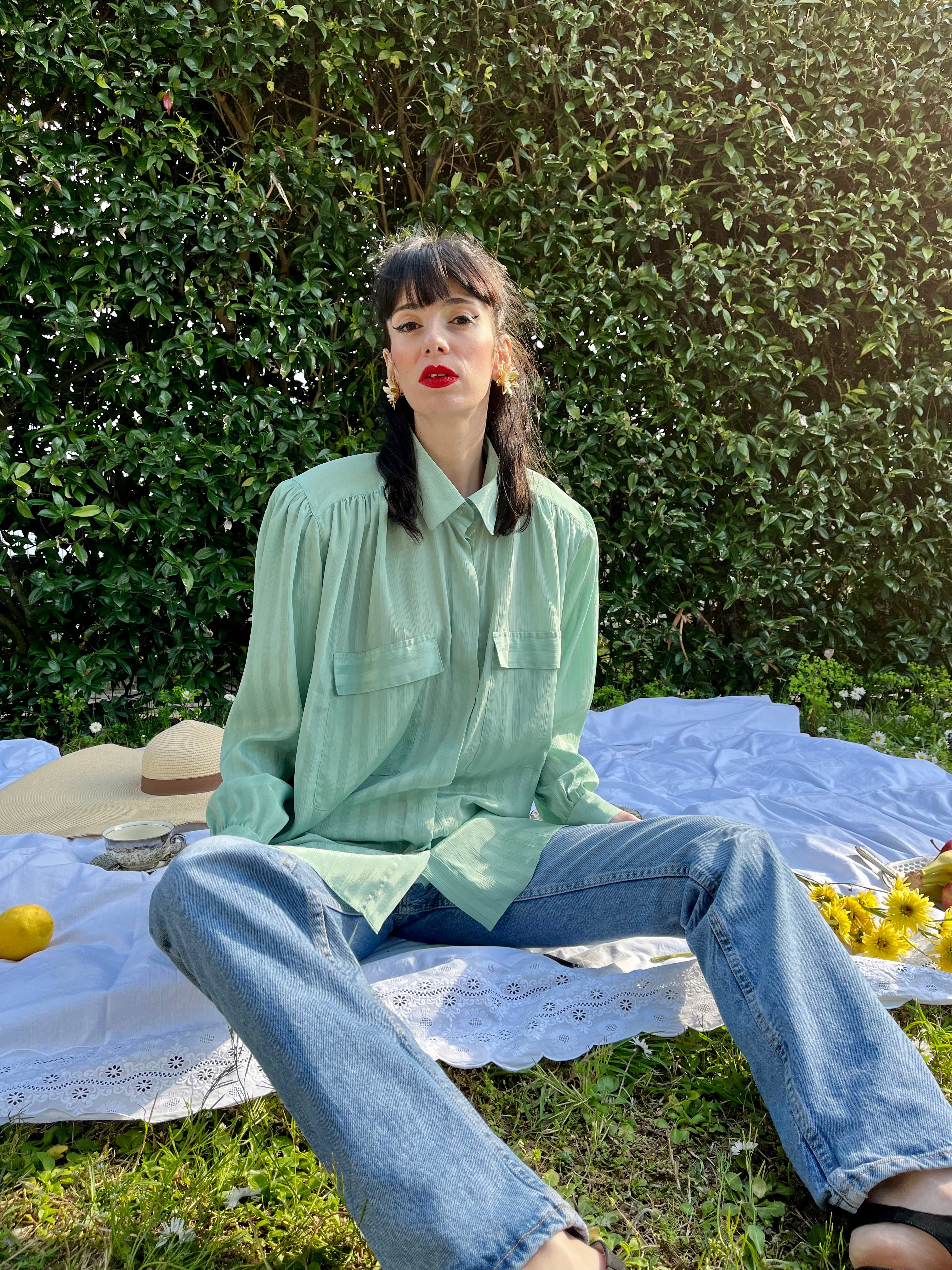 Camicia gessata acqua marina