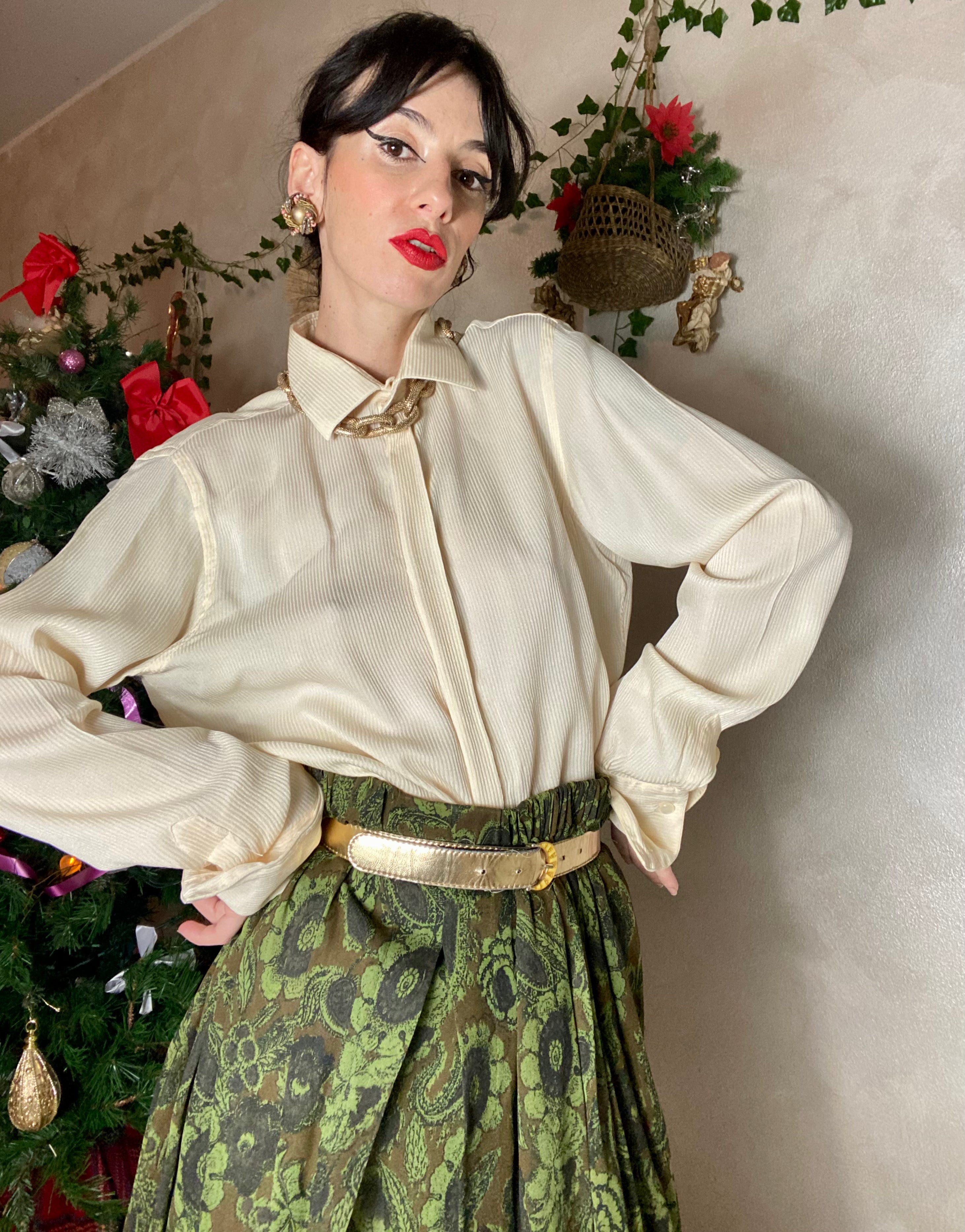 Camicia Lorenzini gessata crema