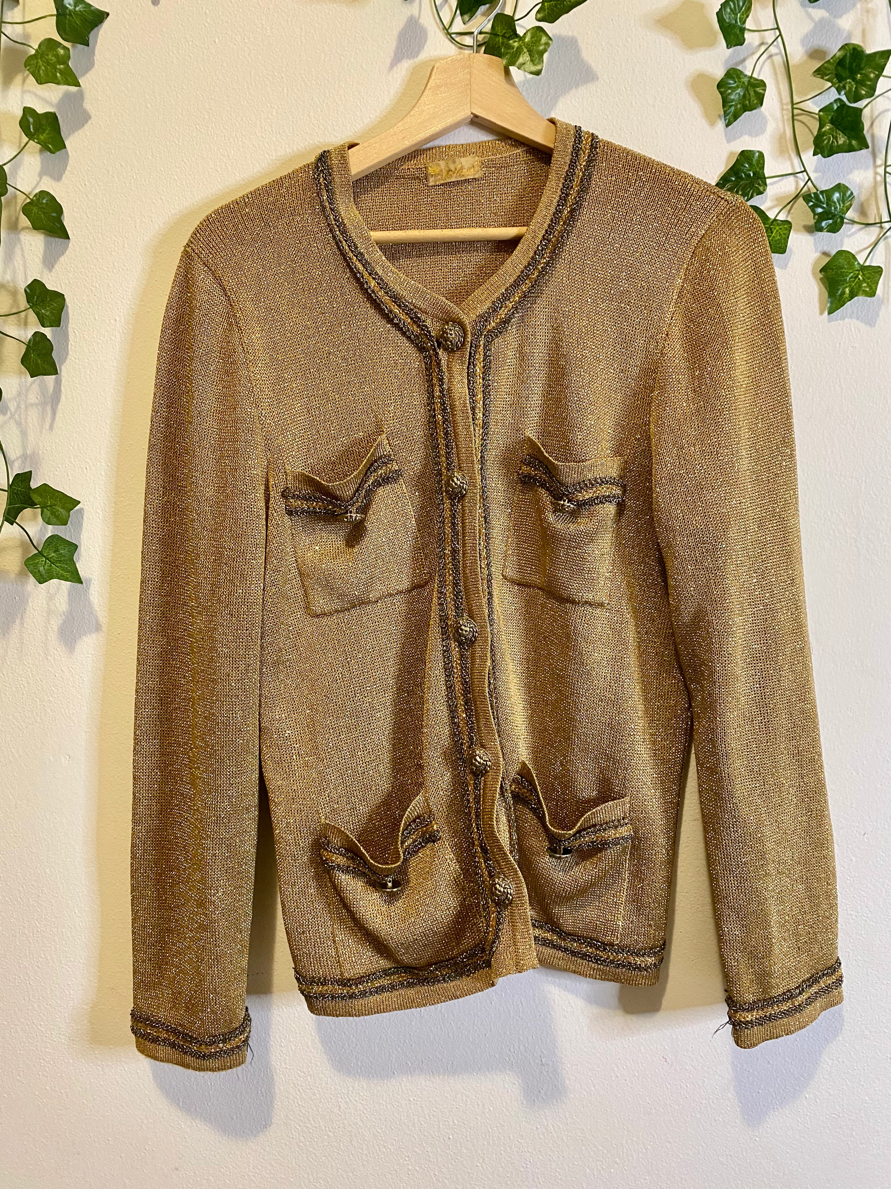 Cardigan dorato brillantinato