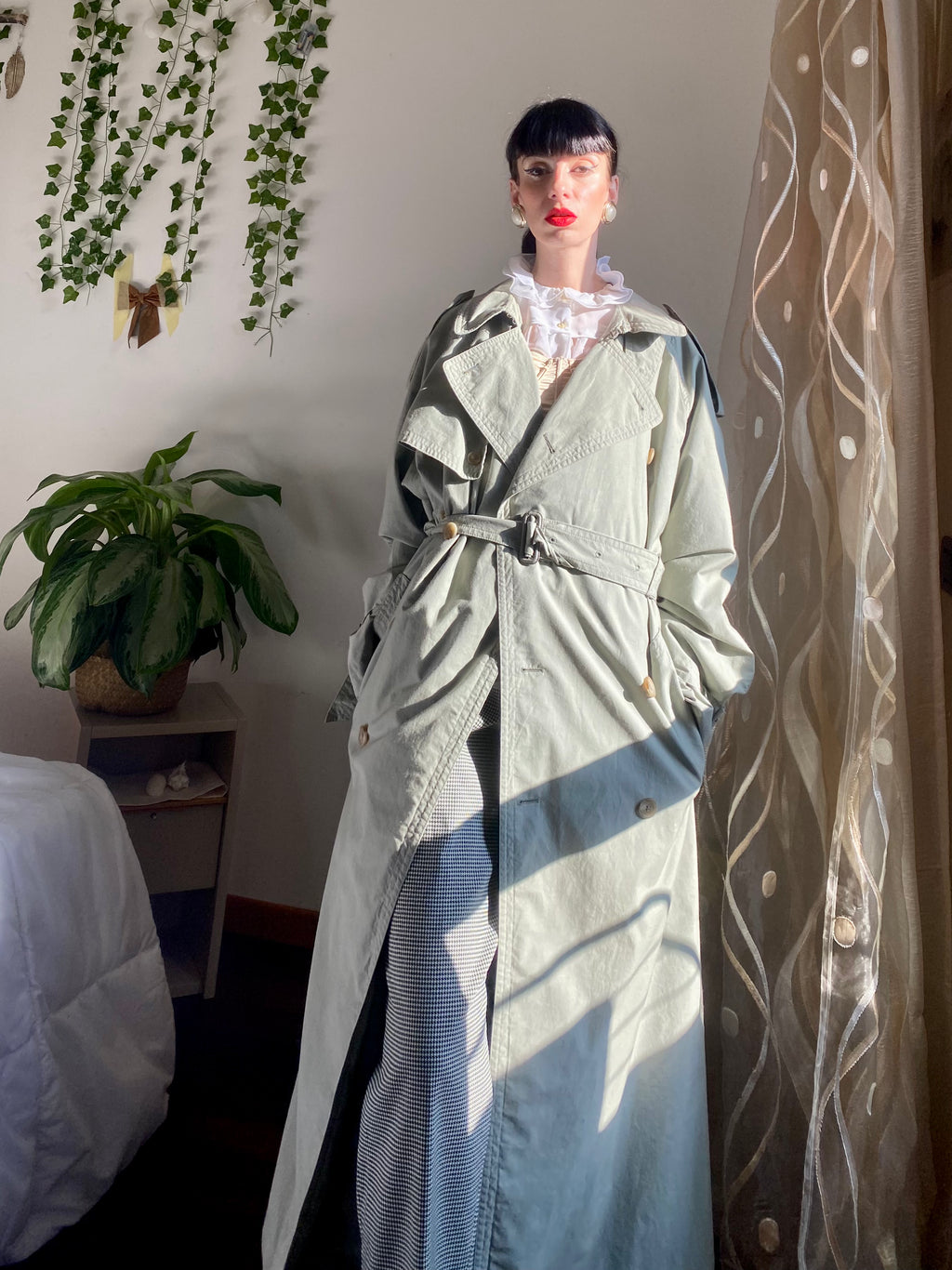 Trench-coat olive à double boutonnage