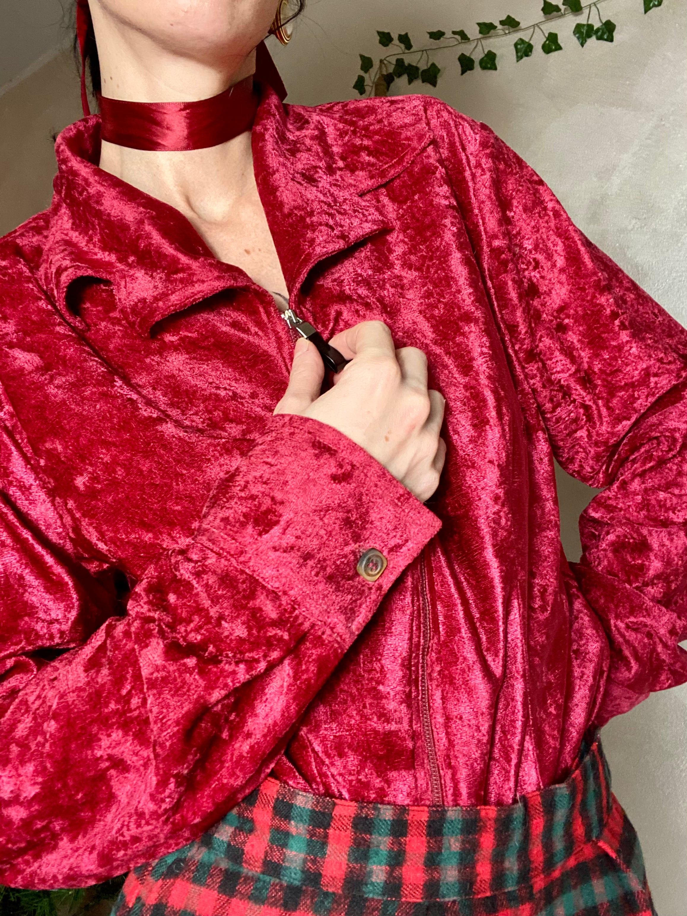 Camicia Nara Camicie a zip con colletto Piter Pan in velluto