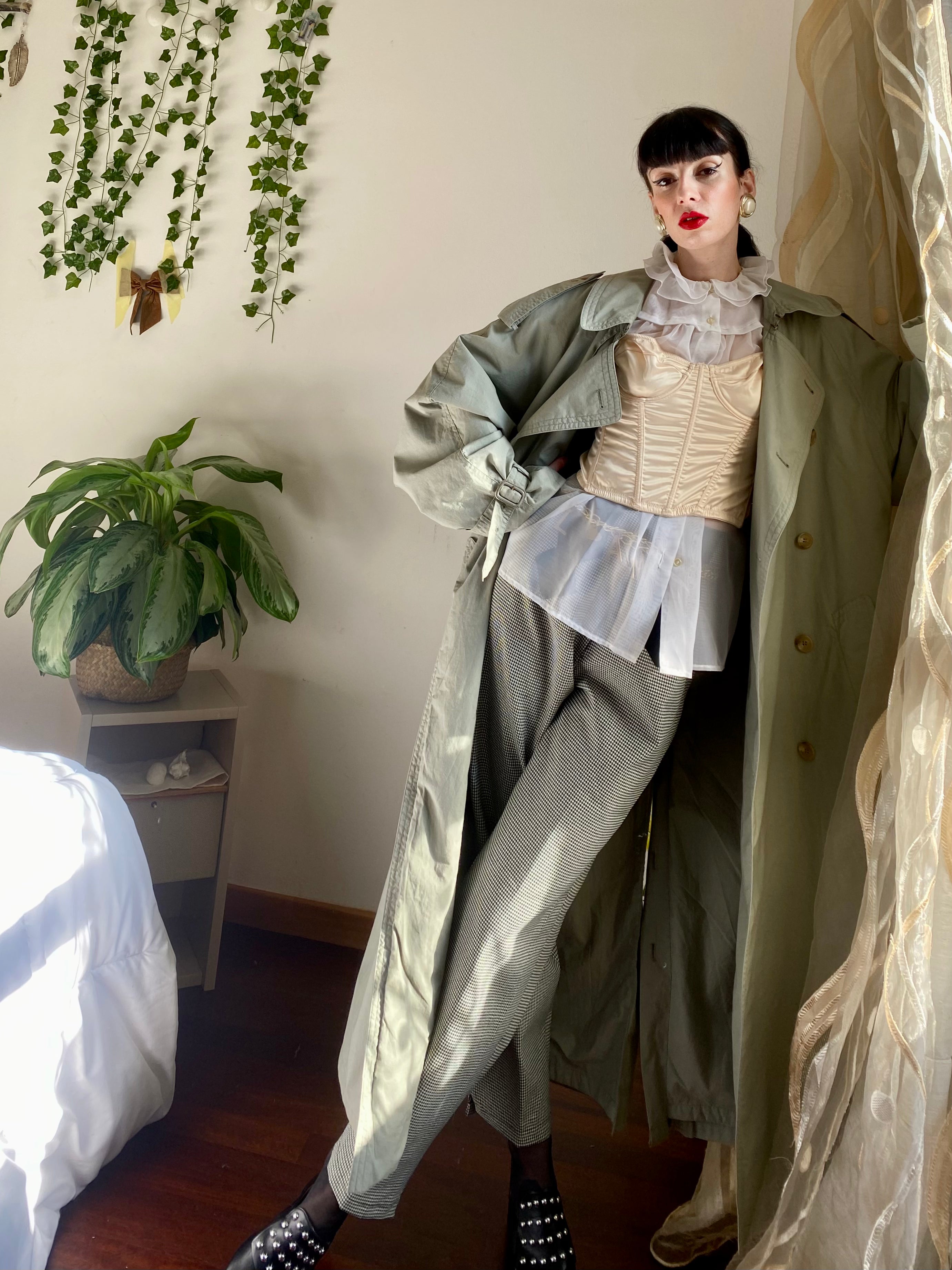 Trench oliva doppiopetto