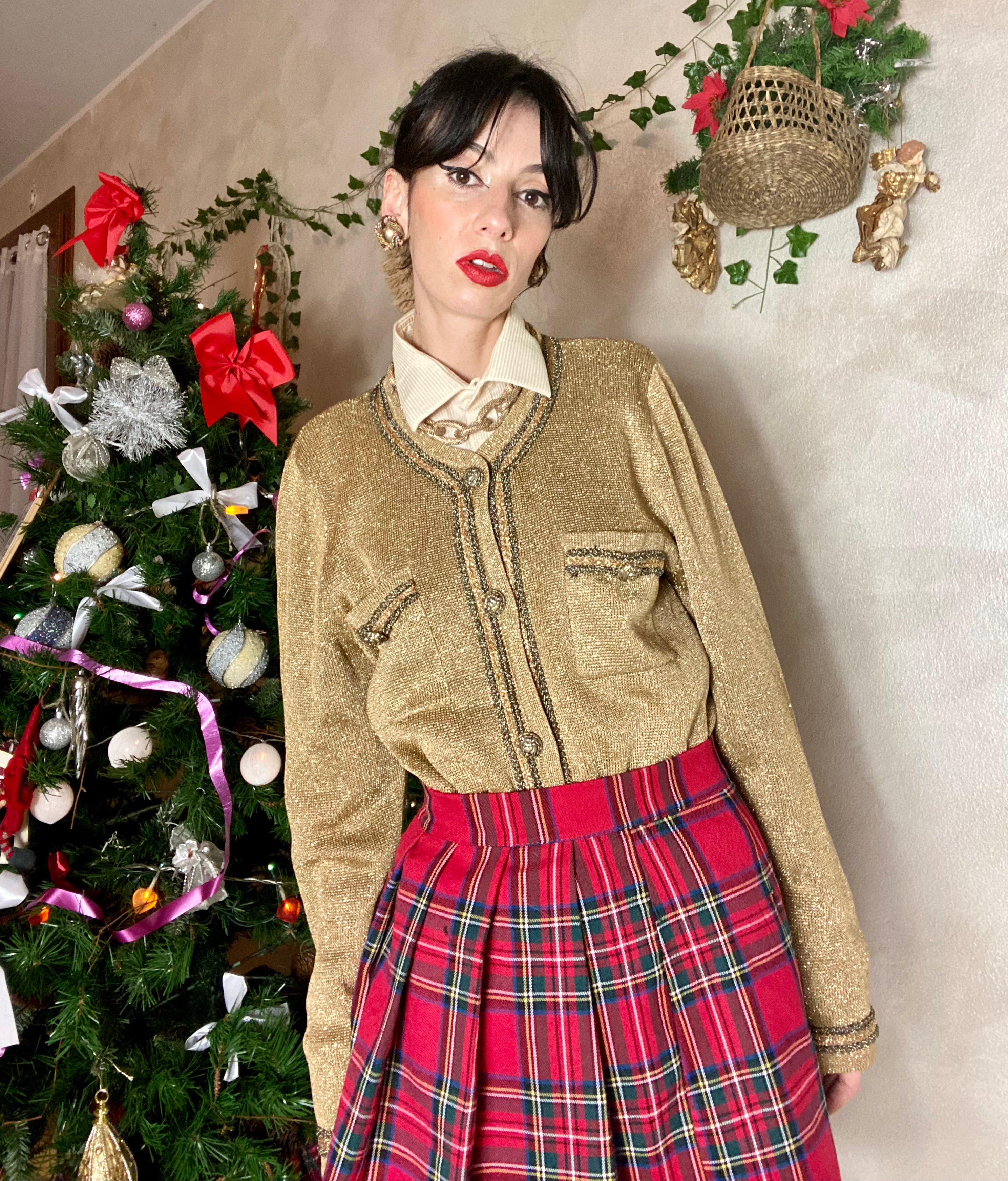 Cardigan dorato brillantinato