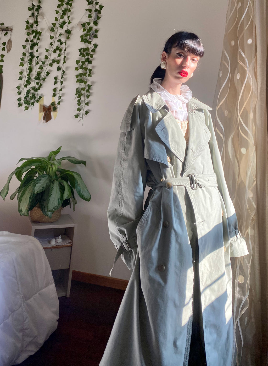 Trench-coat olive à double boutonnage