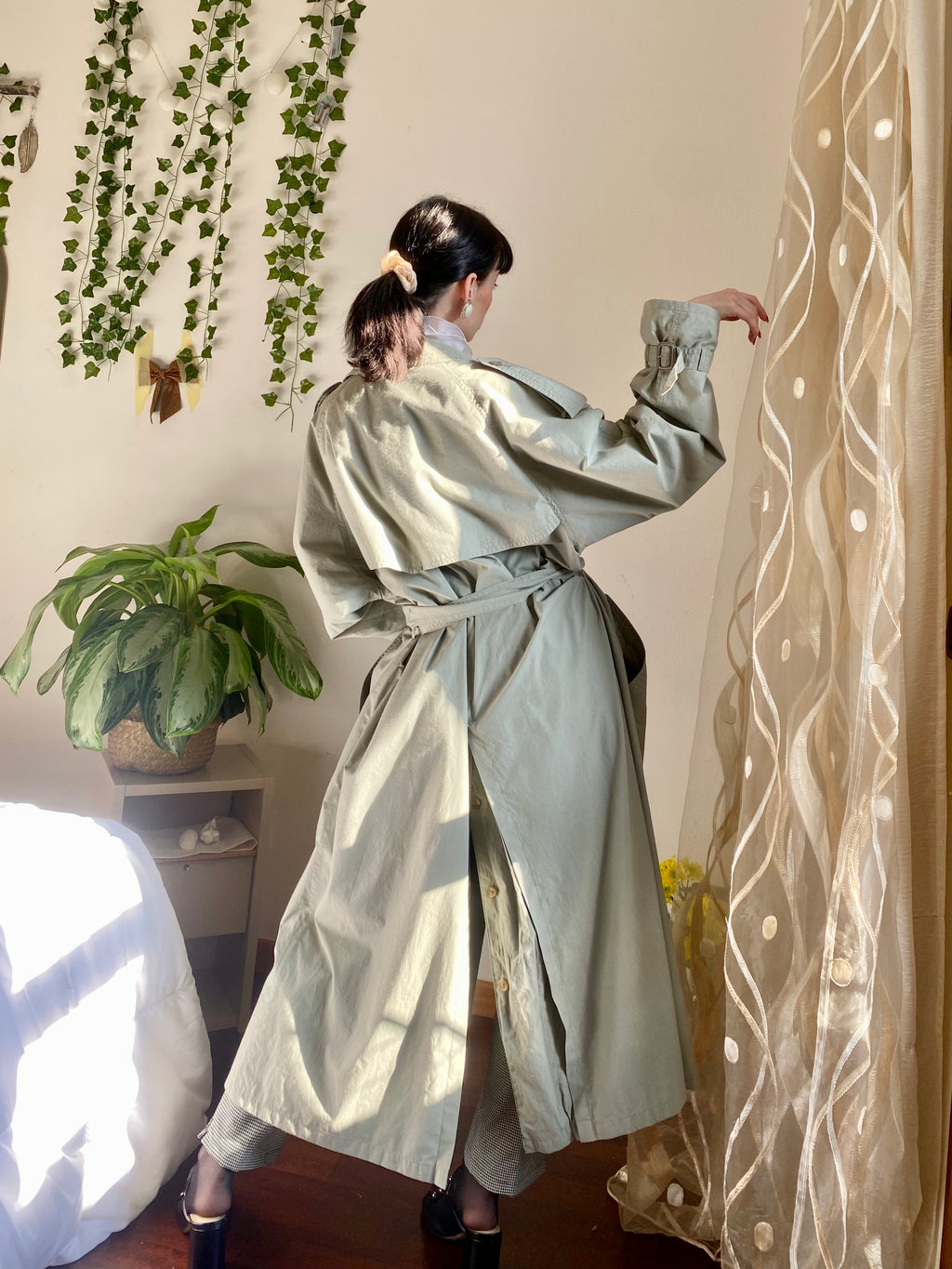 Trench-coat olive à double boutonnage