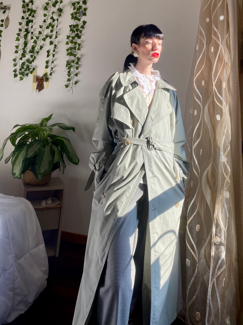 Trench-coat olive à double boutonnage
