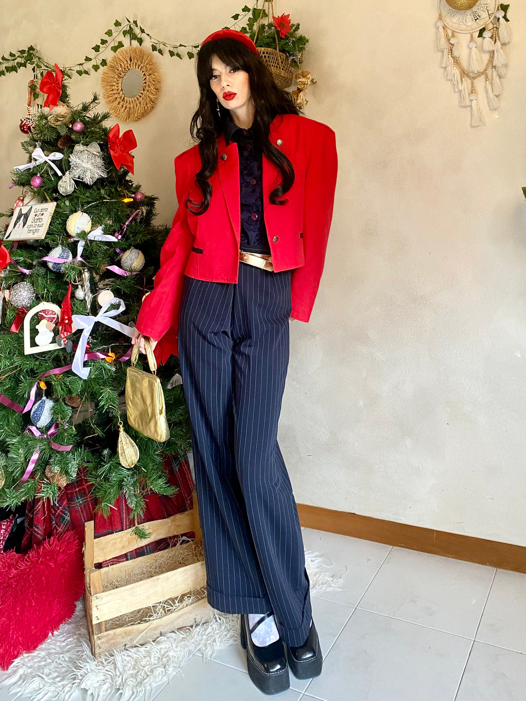 Classy wide leg pinstriped trousers