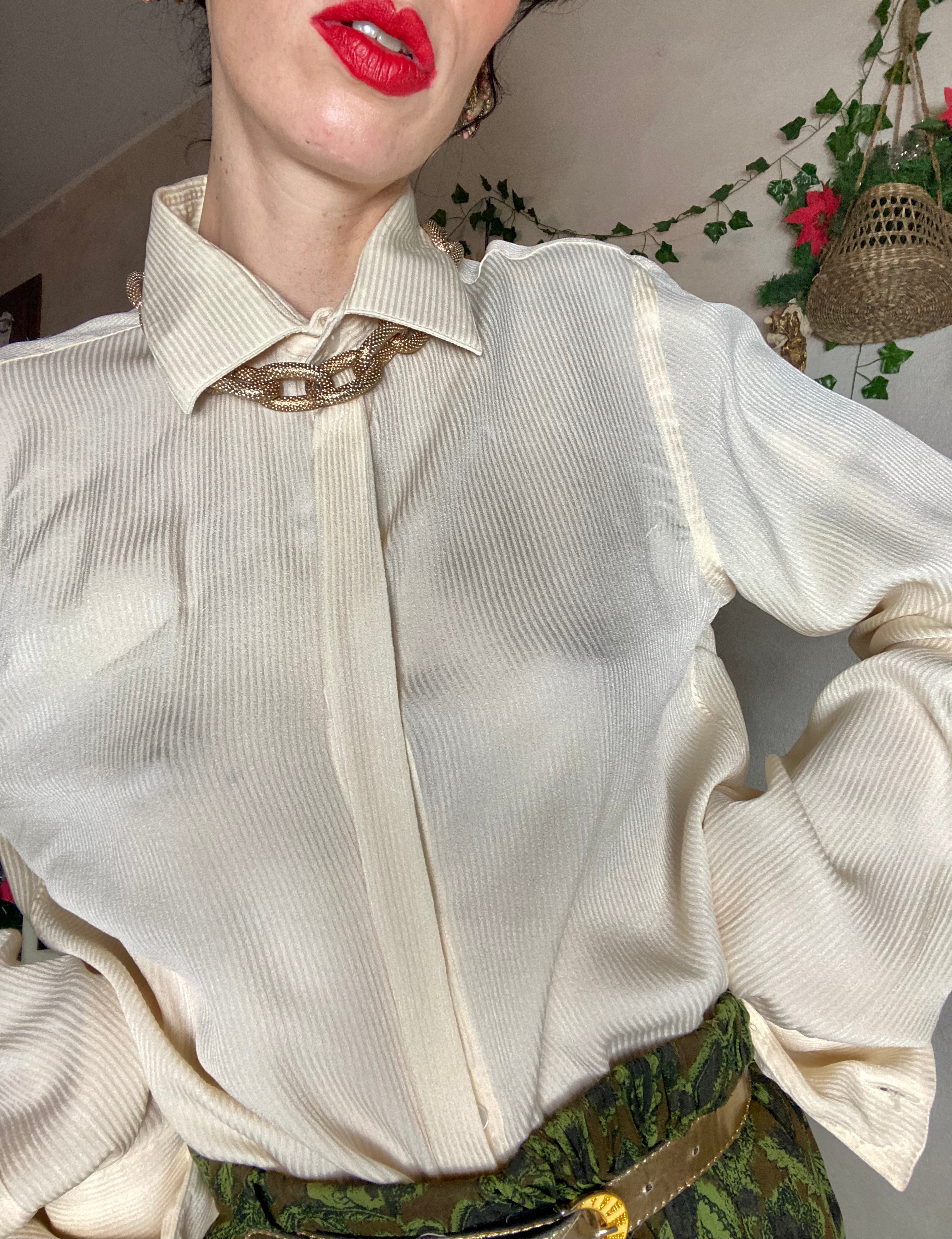 Camicia Lorenzini gessata crema