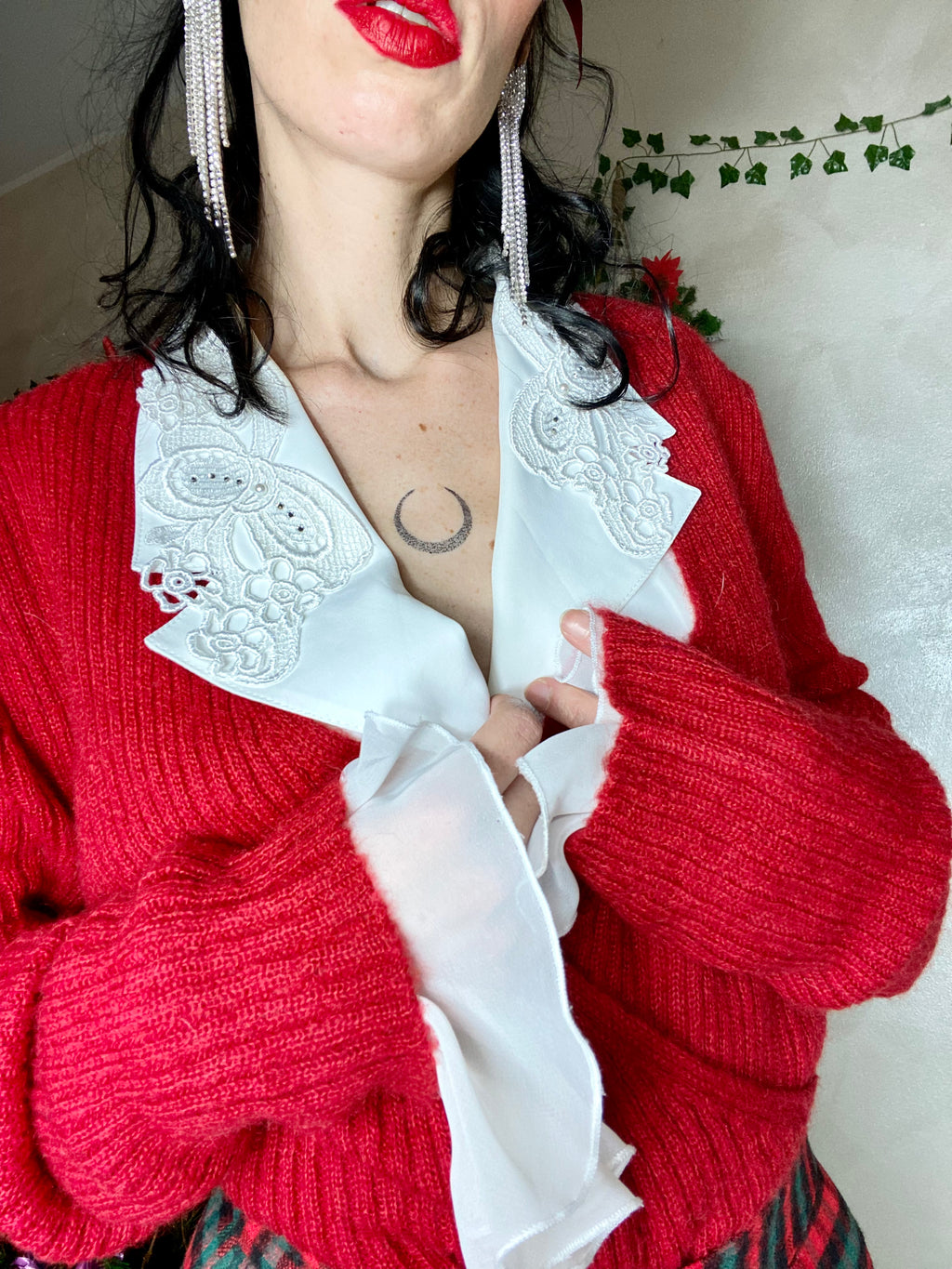 Pull col V tissé