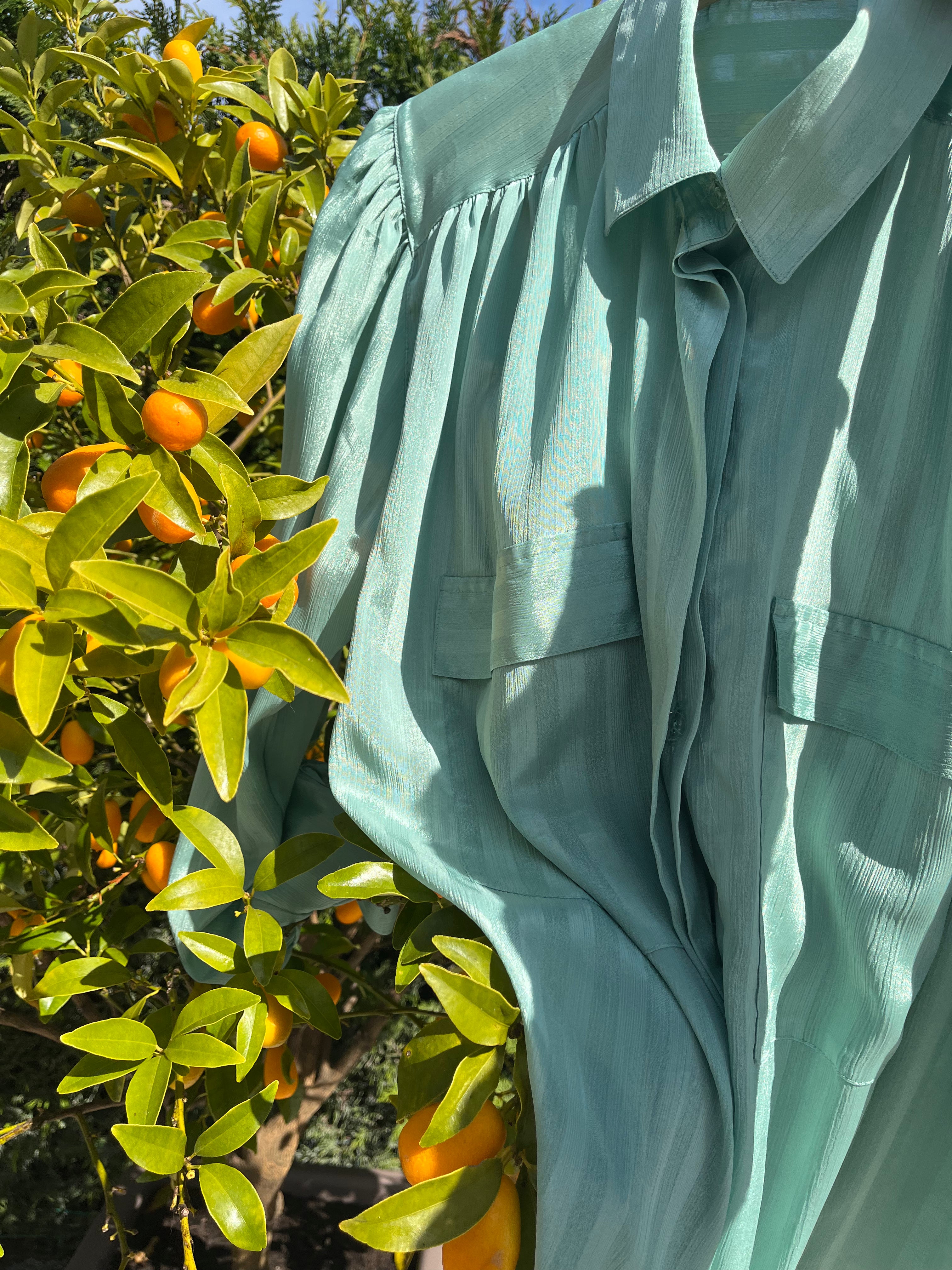 Aquamarine pinstriped shirt