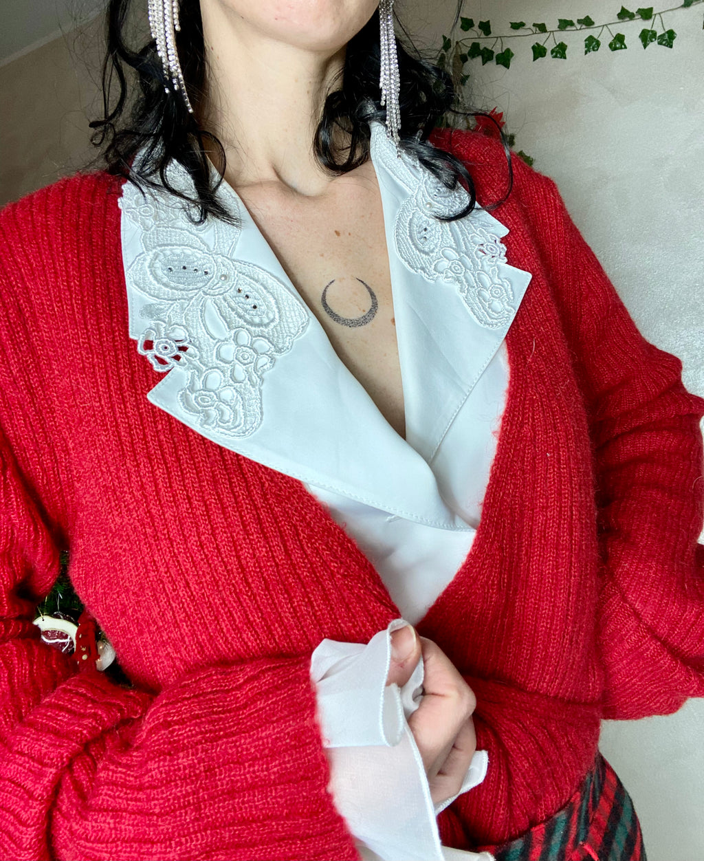 Pull col V tissé