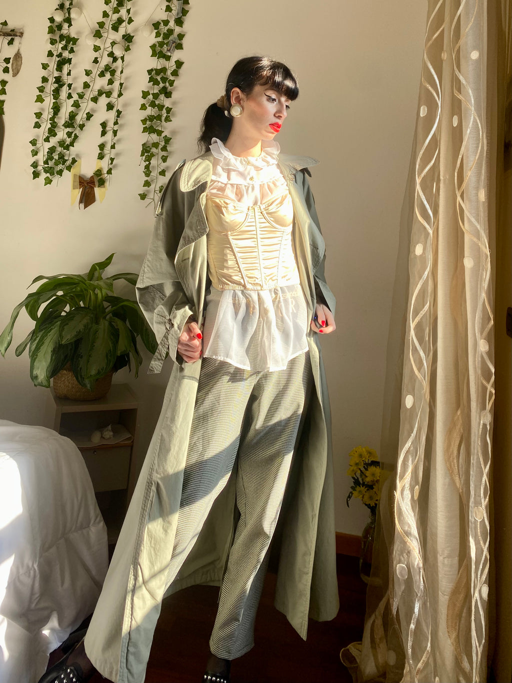 Trench-coat olive à double boutonnage
