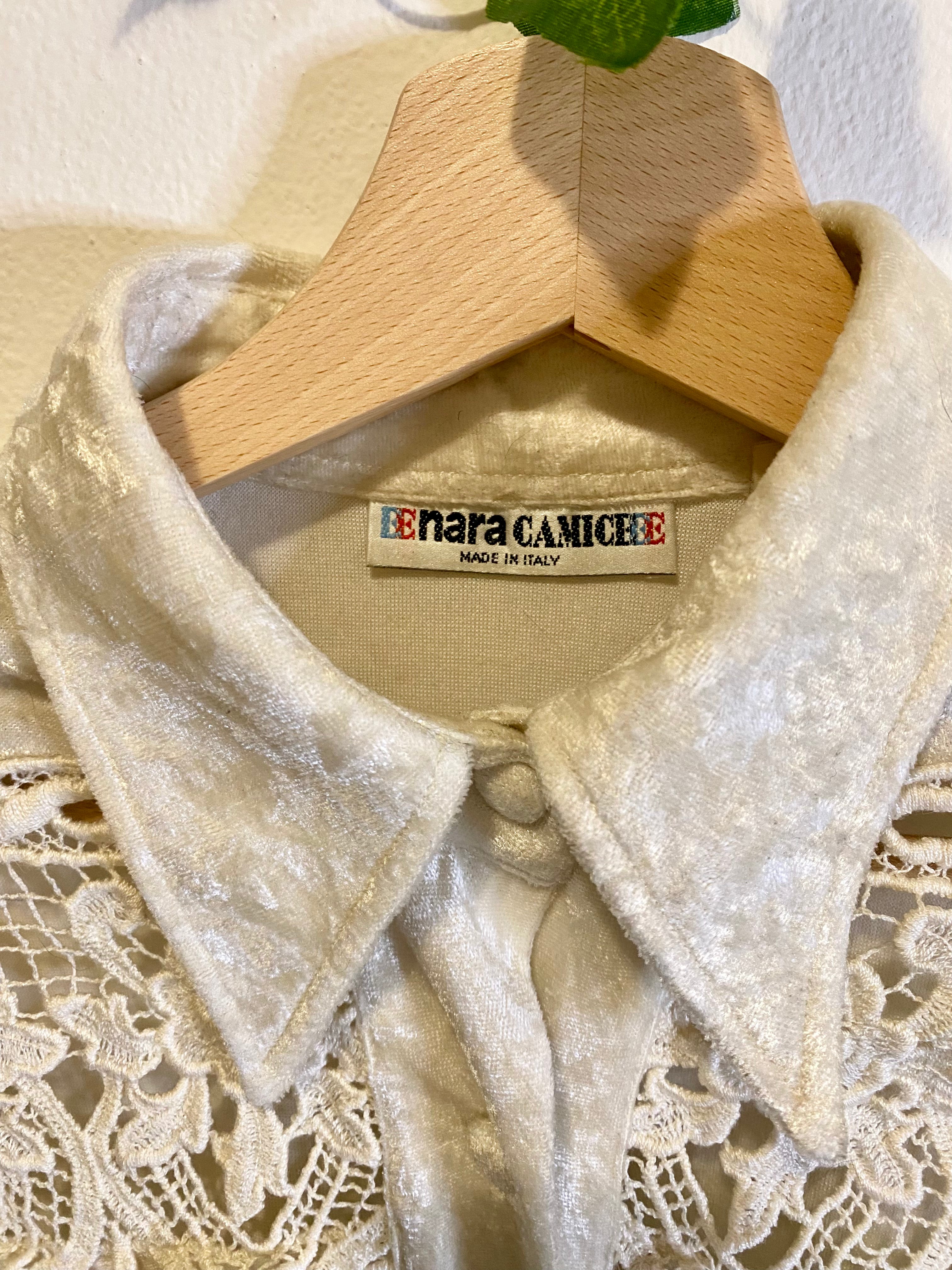 Camicia Nara Camicie in velluto e macramè