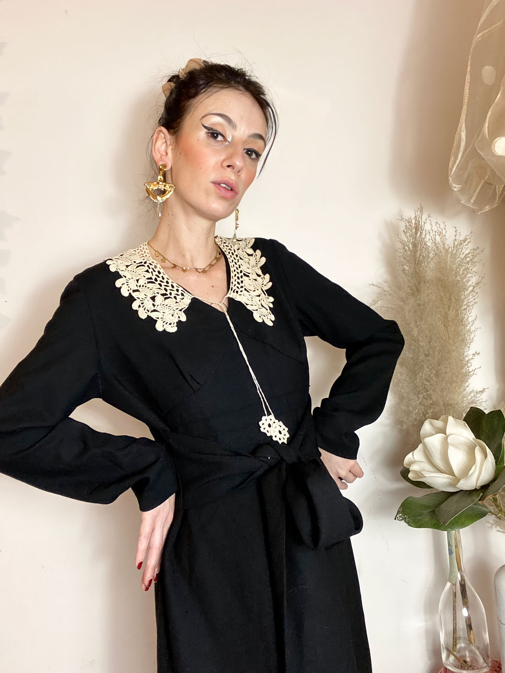 Colletto Chiacchierino in pizzo beige fatto a mano