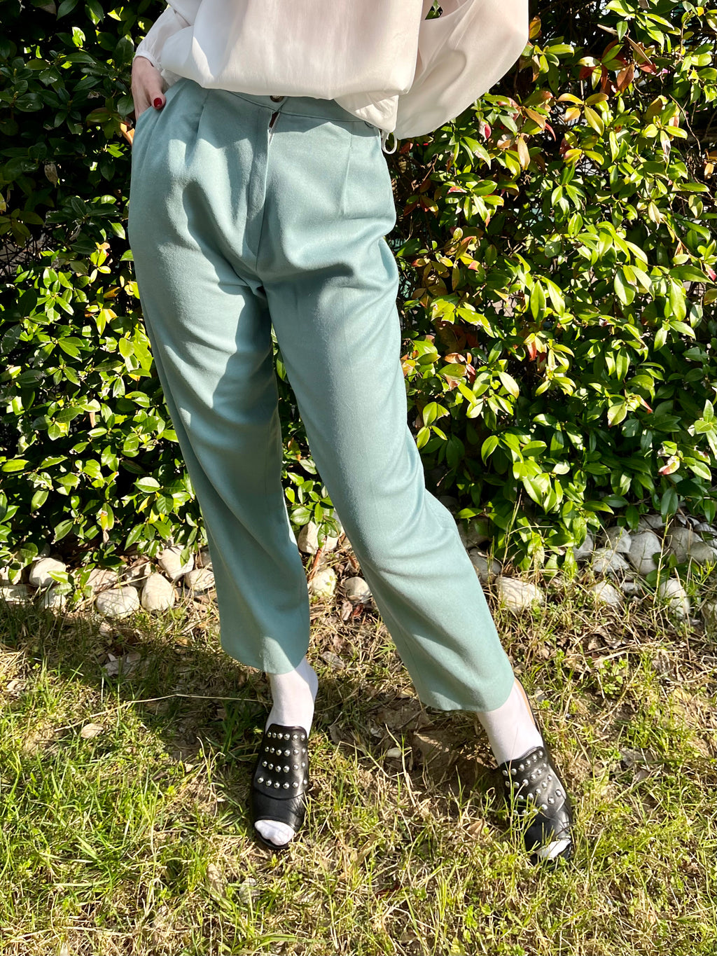 Pantaloni a carota turchese