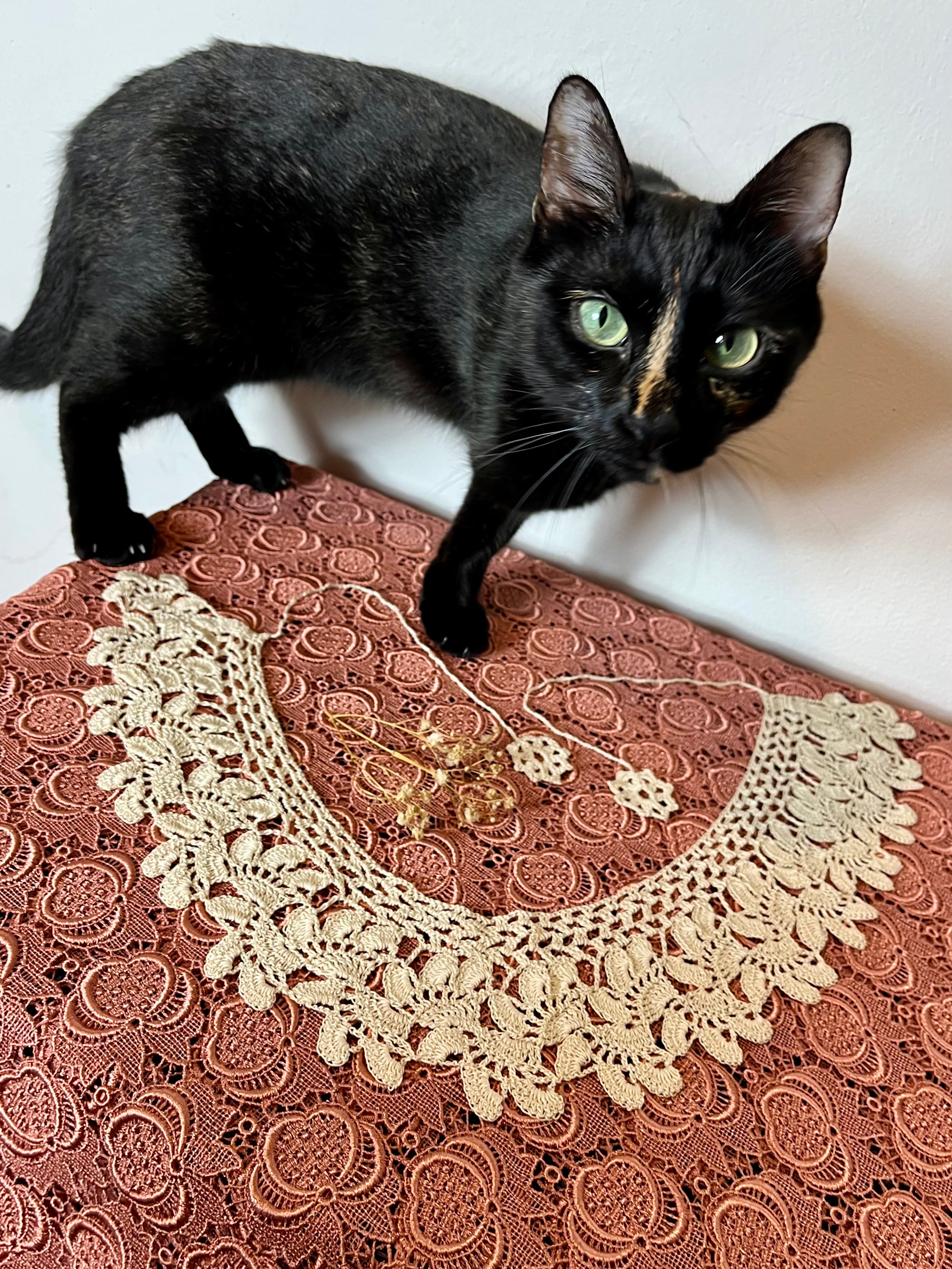 Colletto Chiacchierino in pizzo beige fatto a mano