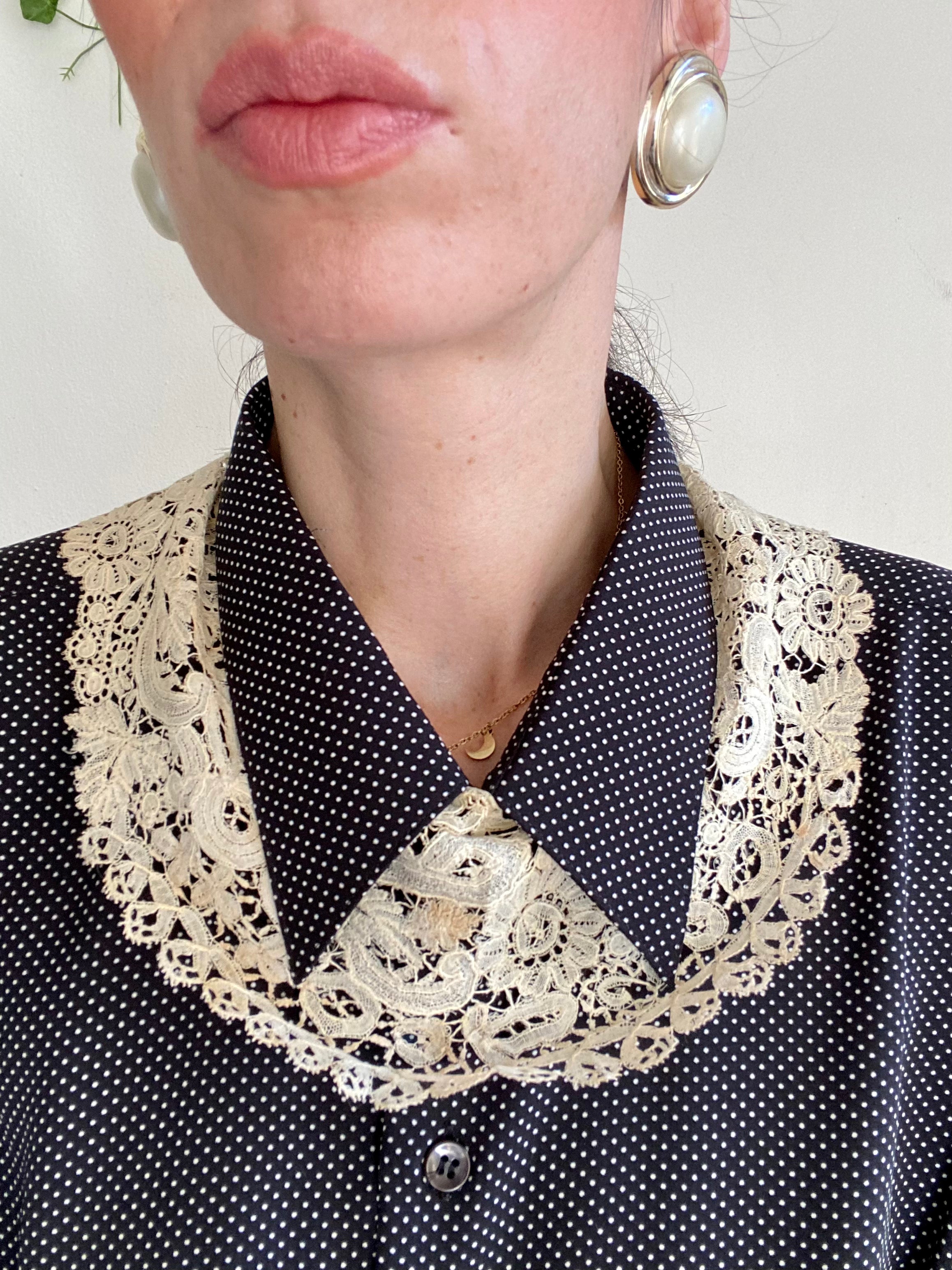 Colletto Peter Pan in pizzo macramè sabbia