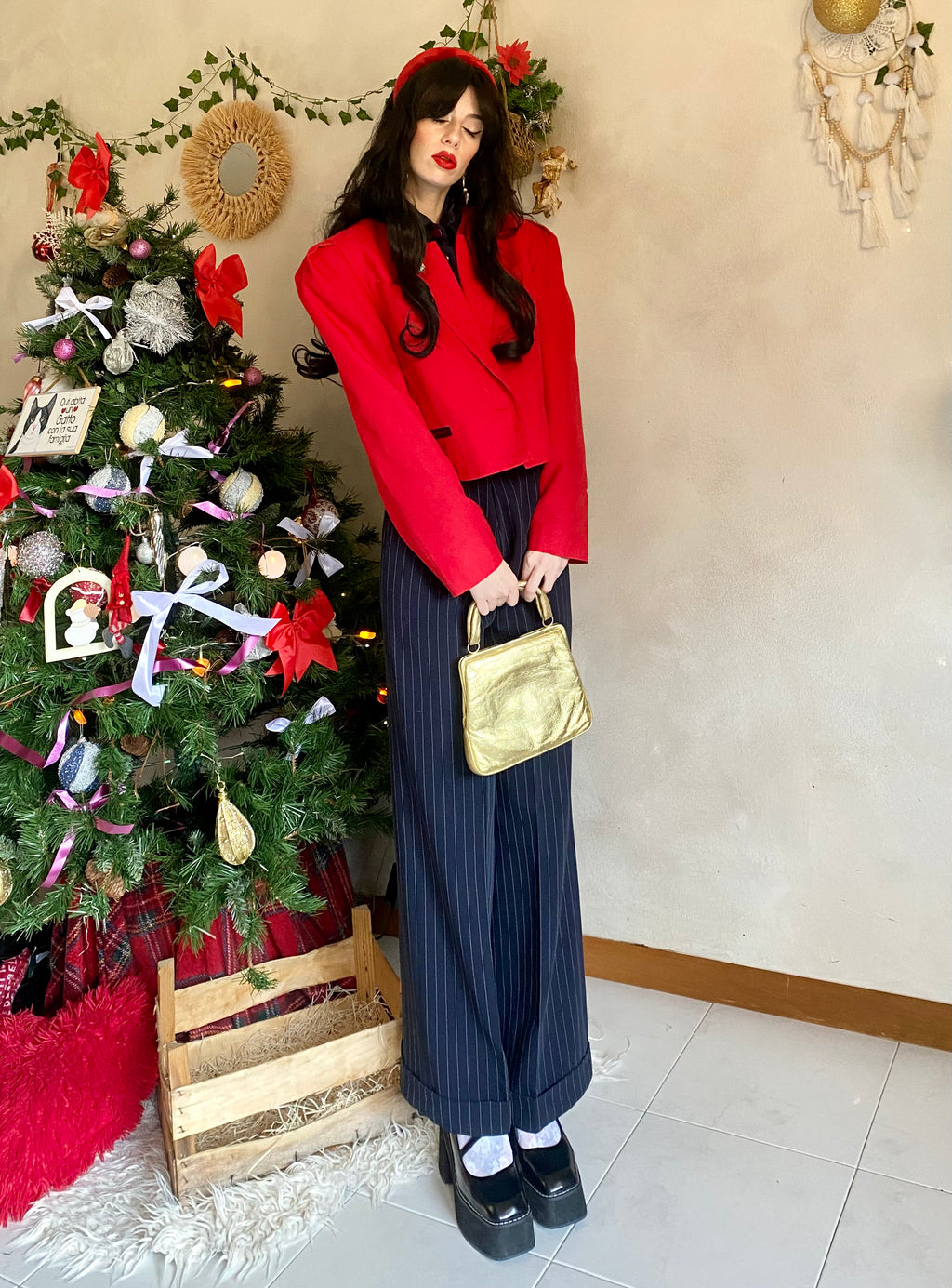 Classy wide leg pinstriped trousers