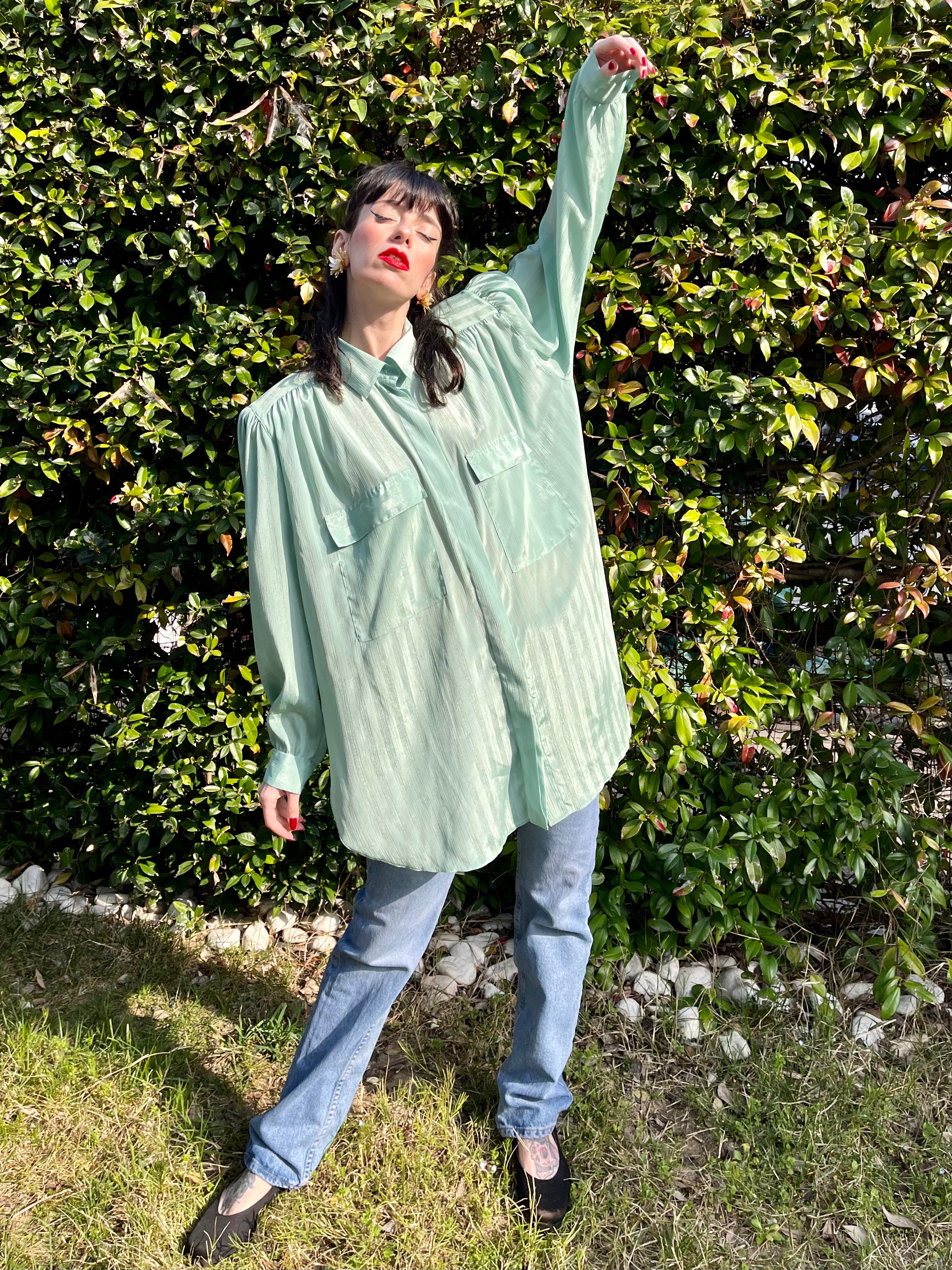 Camicia gessata acqua marina