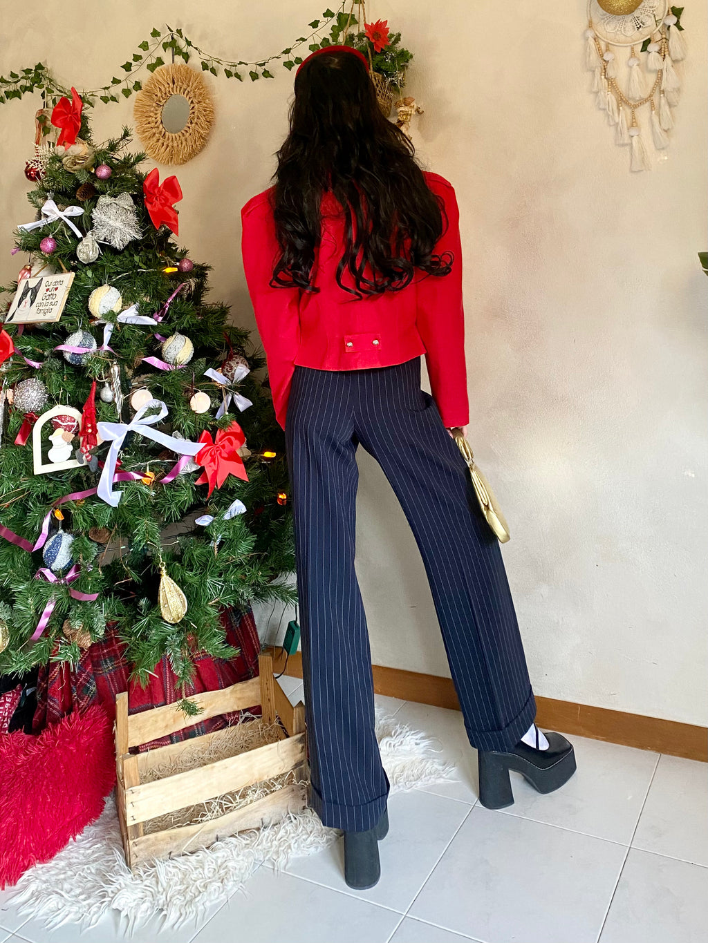 Classy wide leg pinstriped trousers