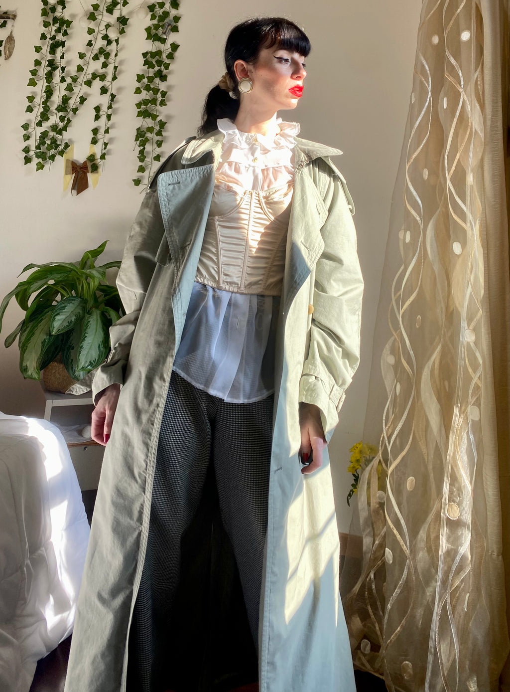 Trench-coat olive à double boutonnage