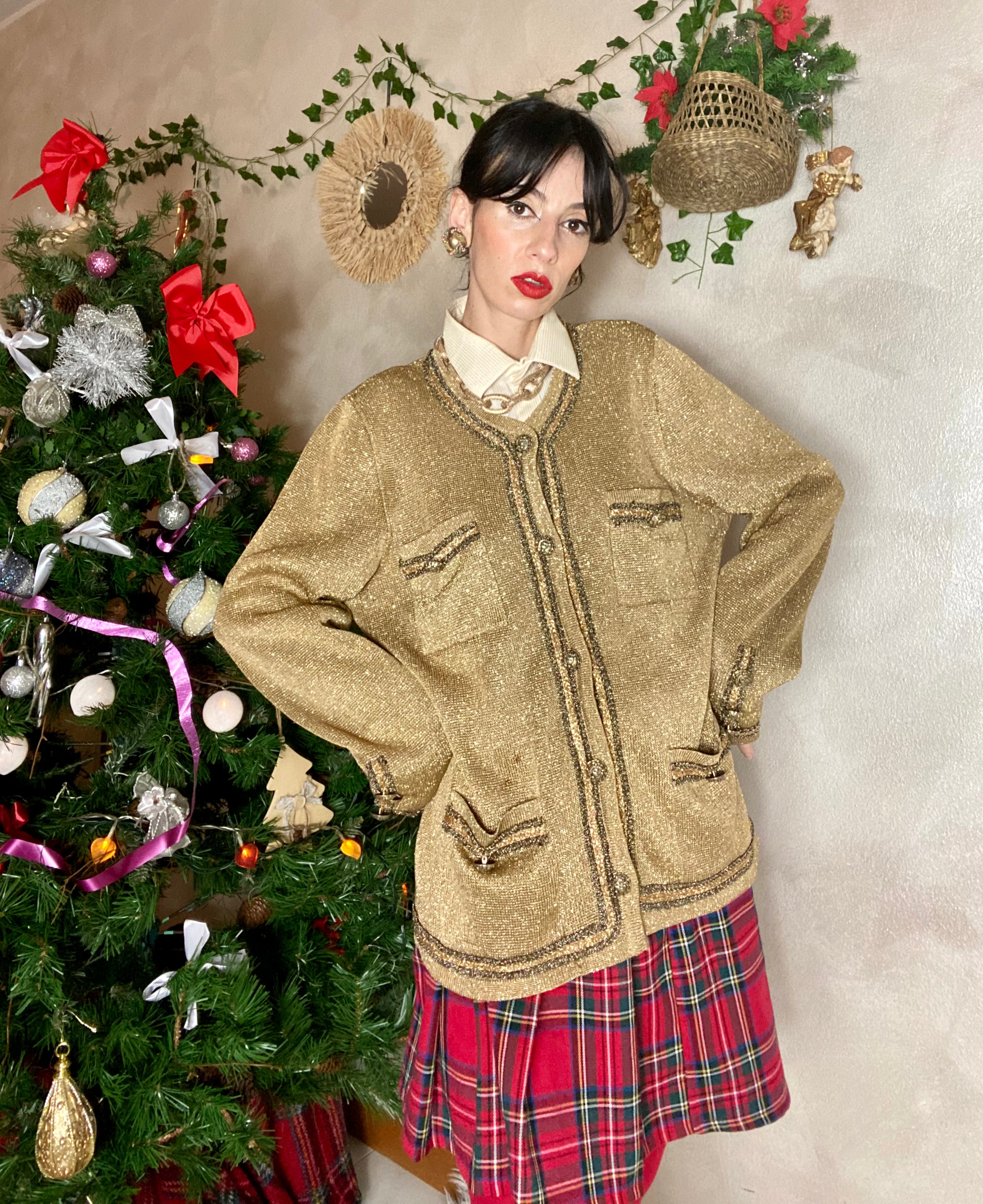 Cardigan dorato brillantinato