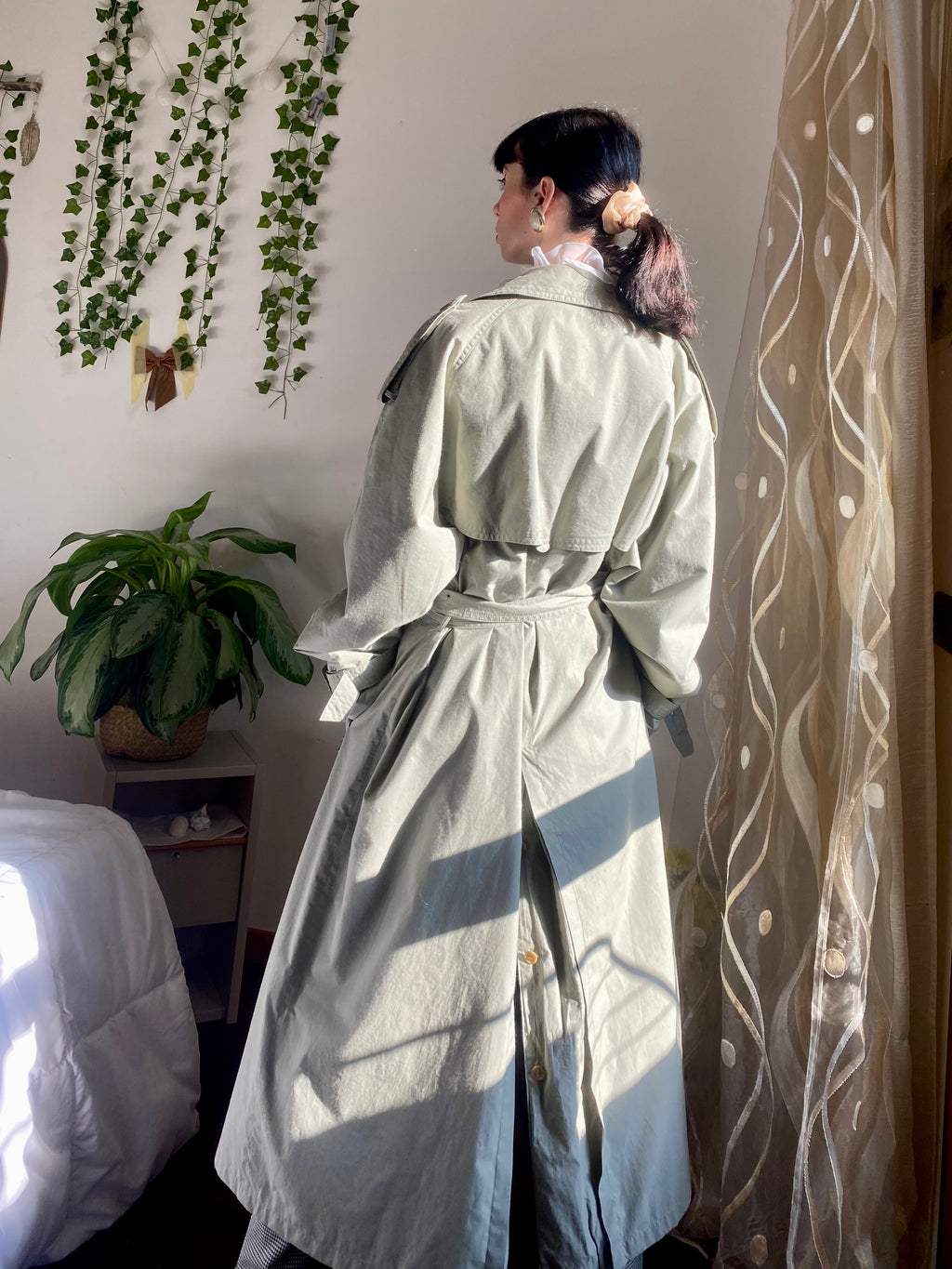 Trench-coat olive à double boutonnage