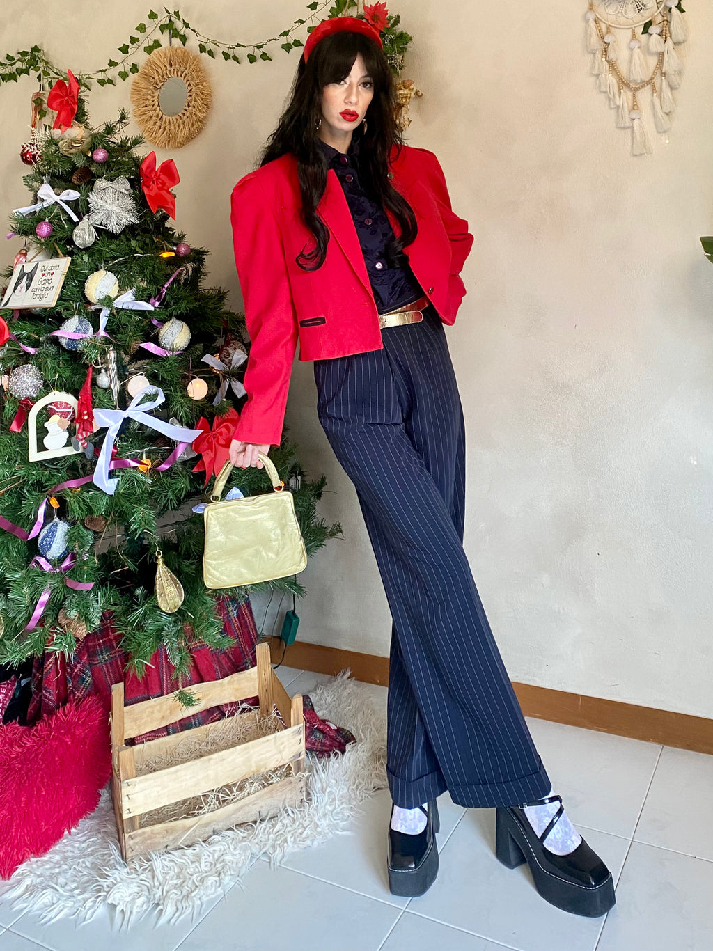 Classy wide leg pinstriped trousers