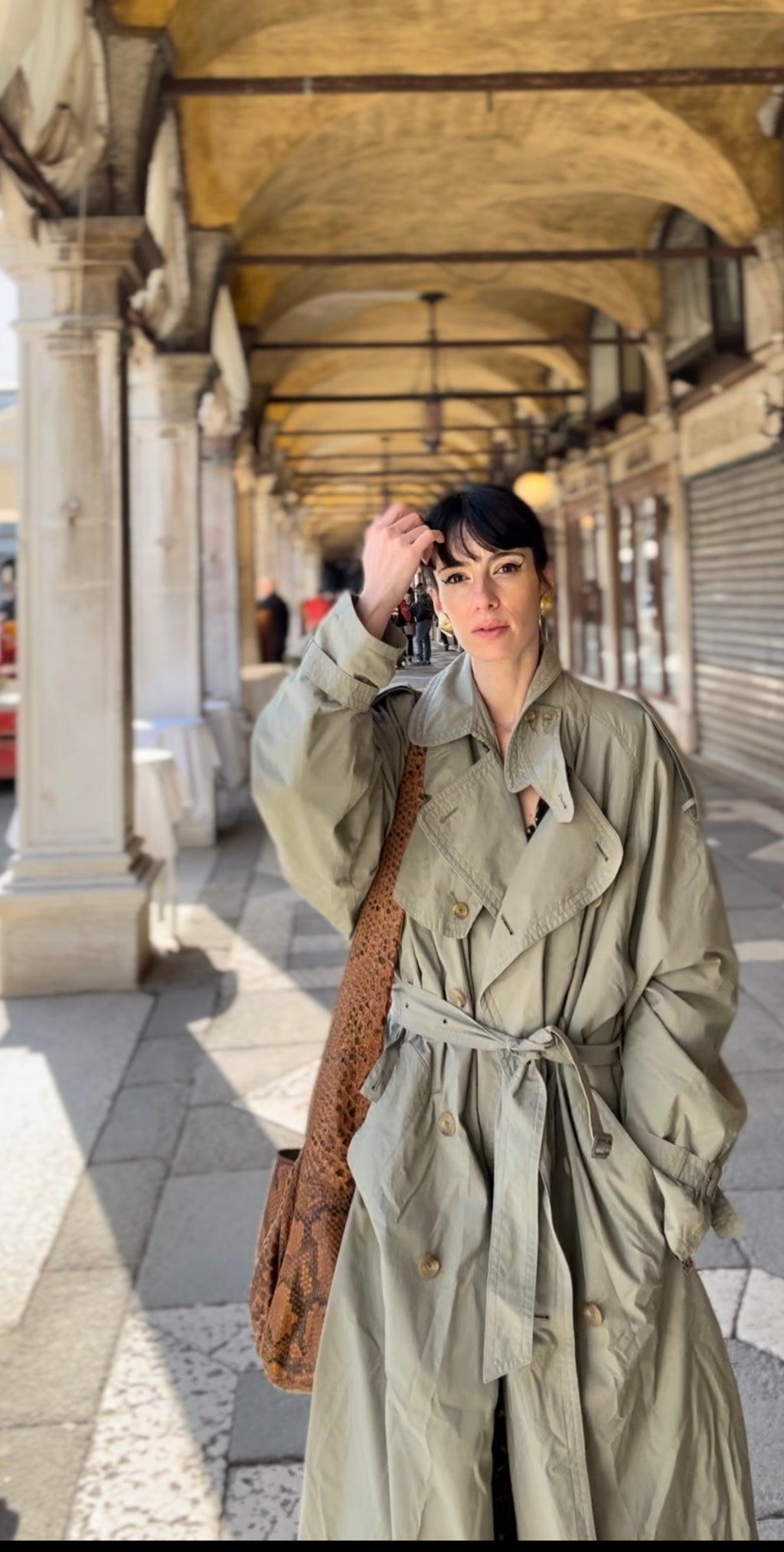 Trench-coat olive à double boutonnage