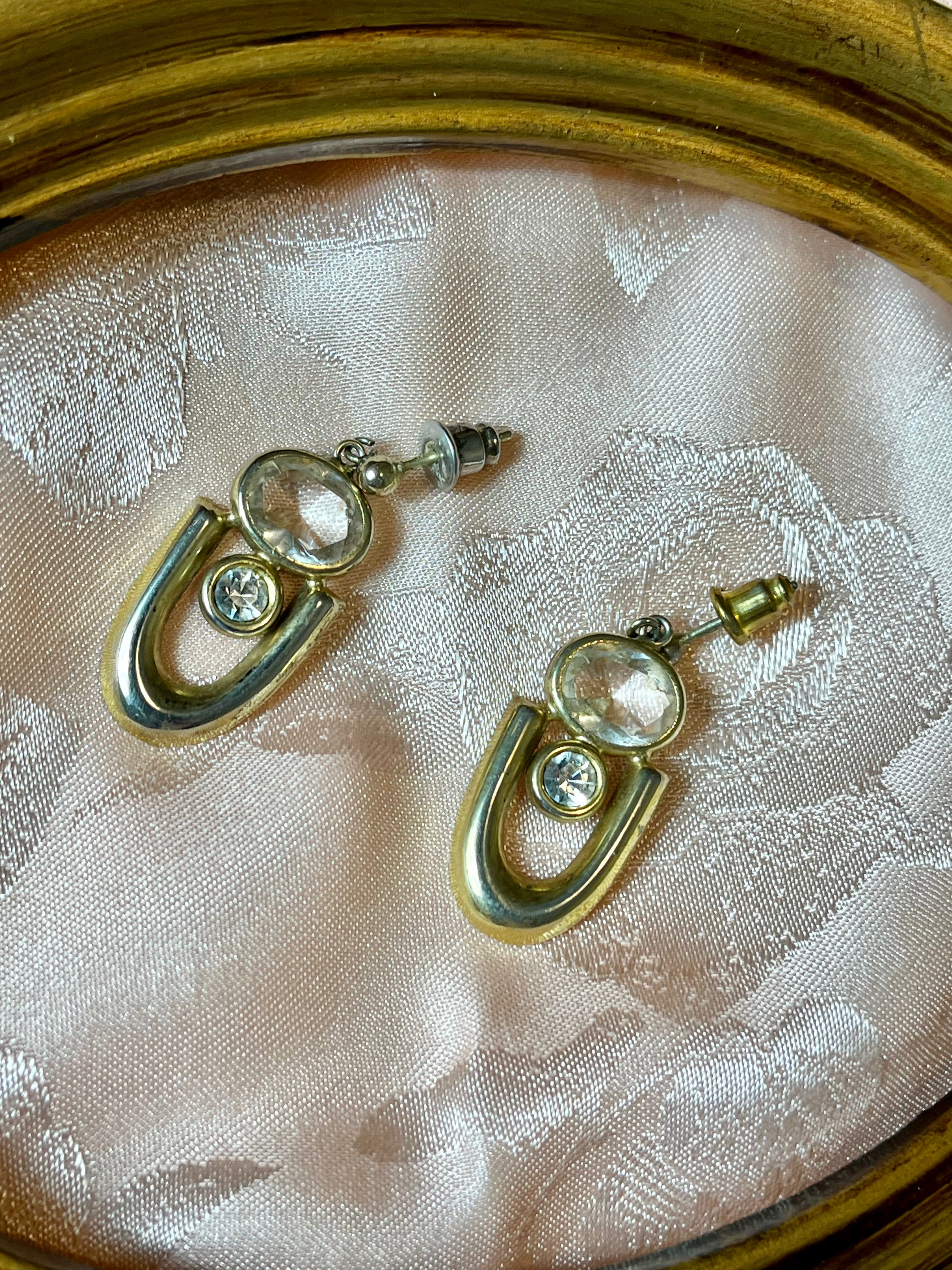 Orecchini dorati con pietra e diamante ‘60s