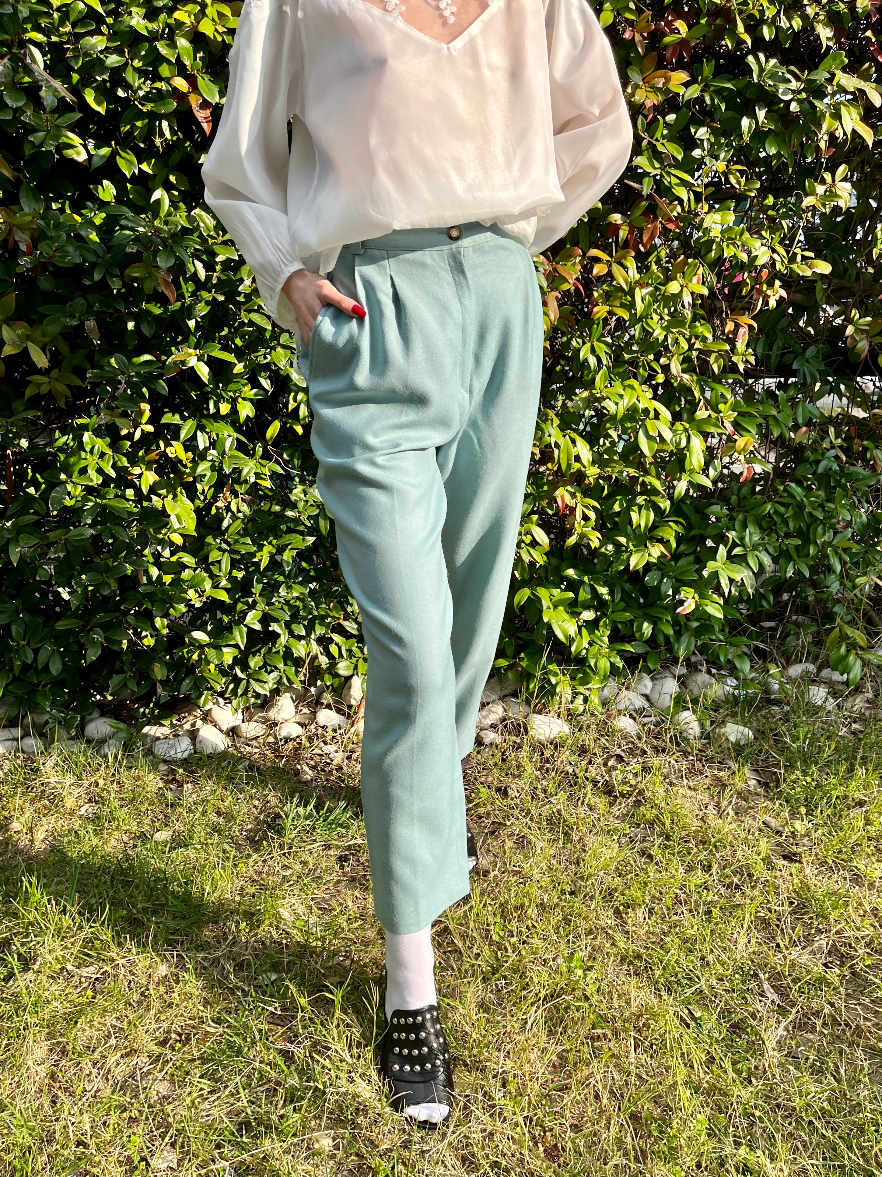 Pantaloni a carota turchese