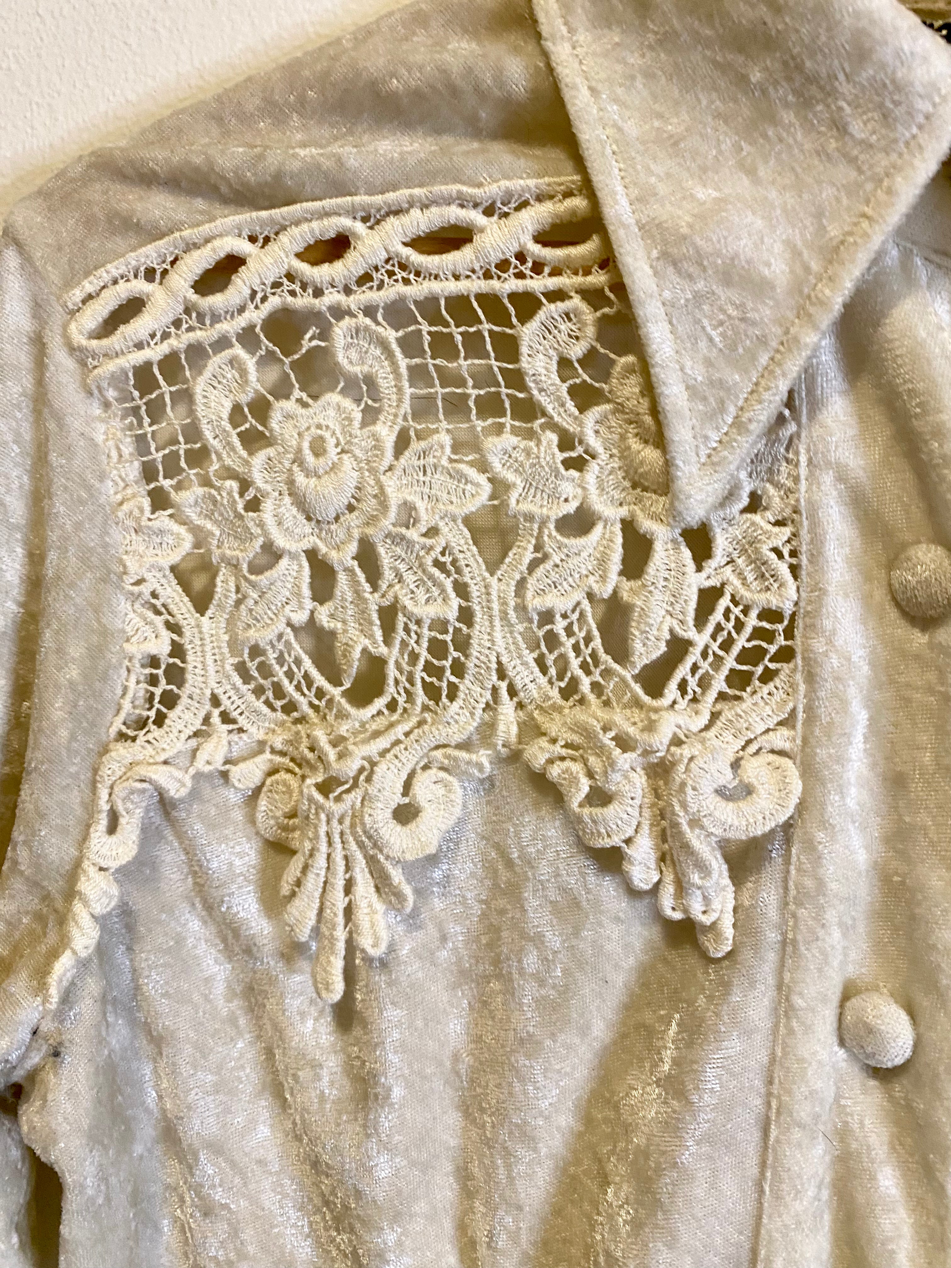 Camicia Nara Camicie in velluto e macramè