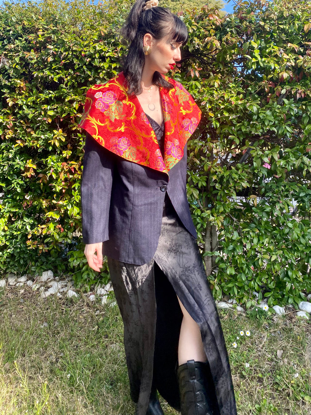 Blazer à fines rayures avec col marin