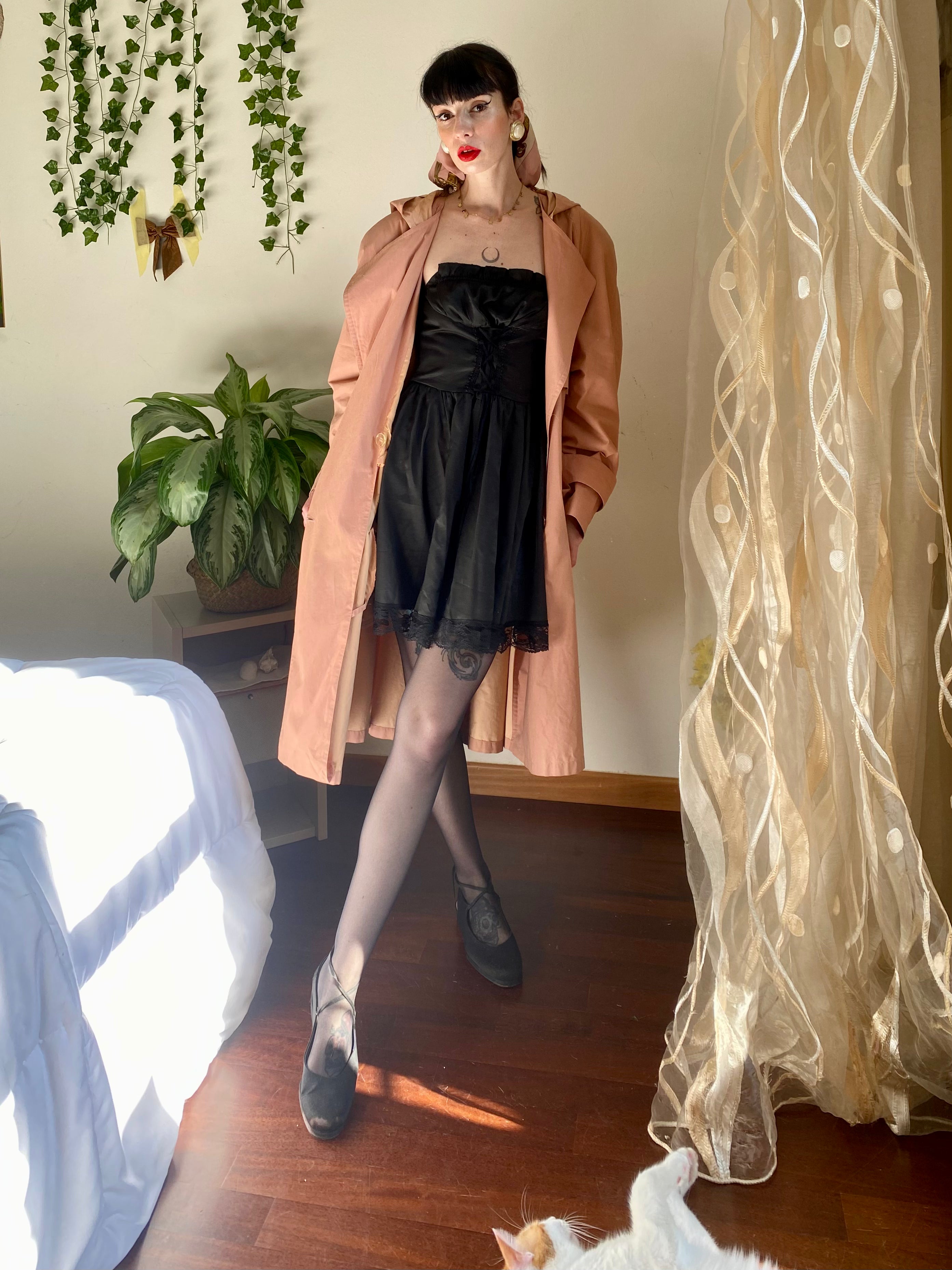 Trench salmone Bertol’s doppiopetto con cappuccio