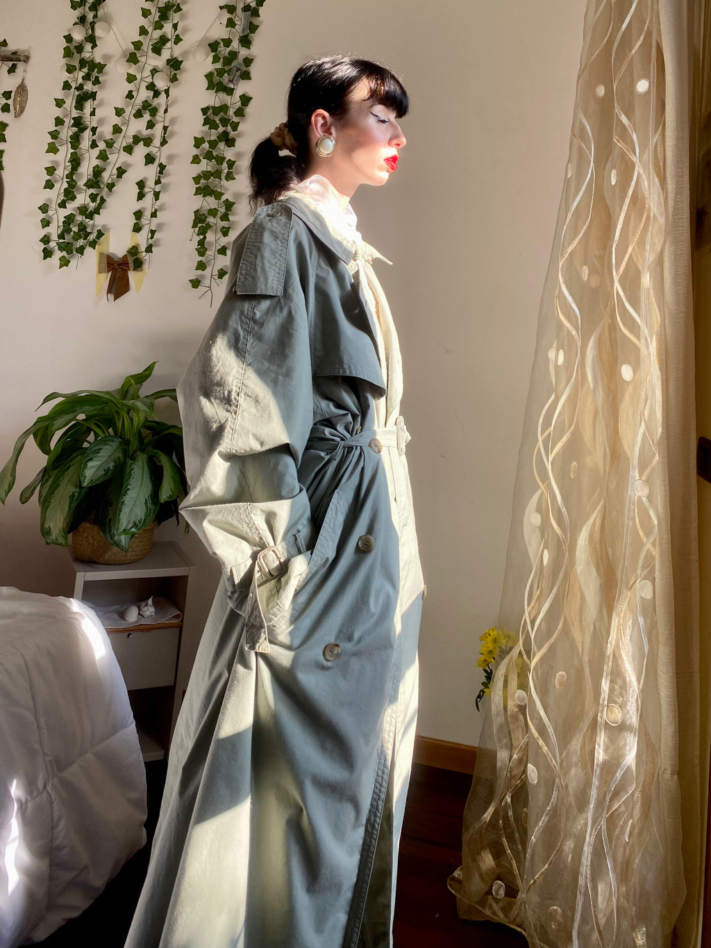 Trench-coat olive à double boutonnage