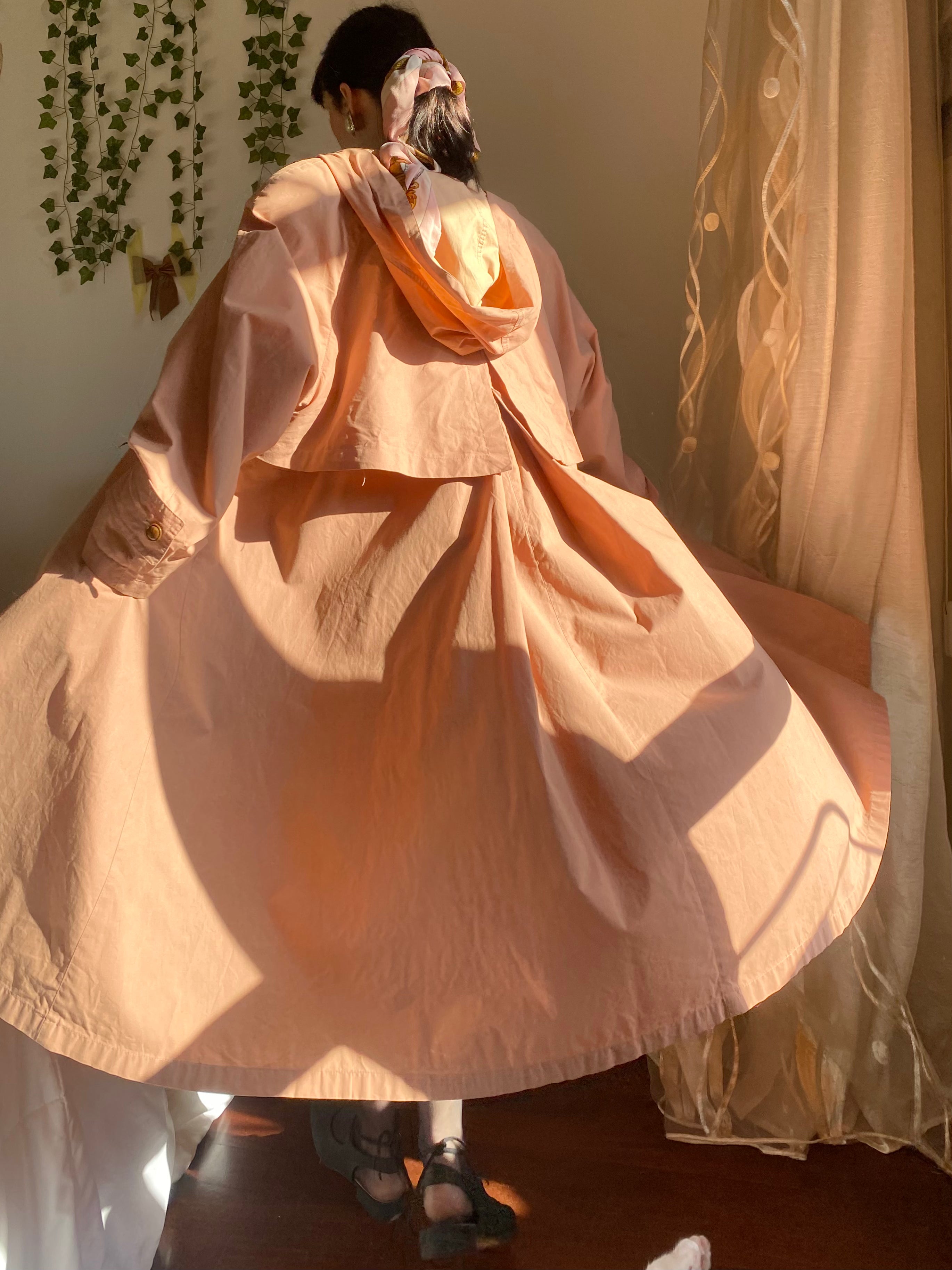 Trench salmone Bertol’s doppiopetto con cappuccio