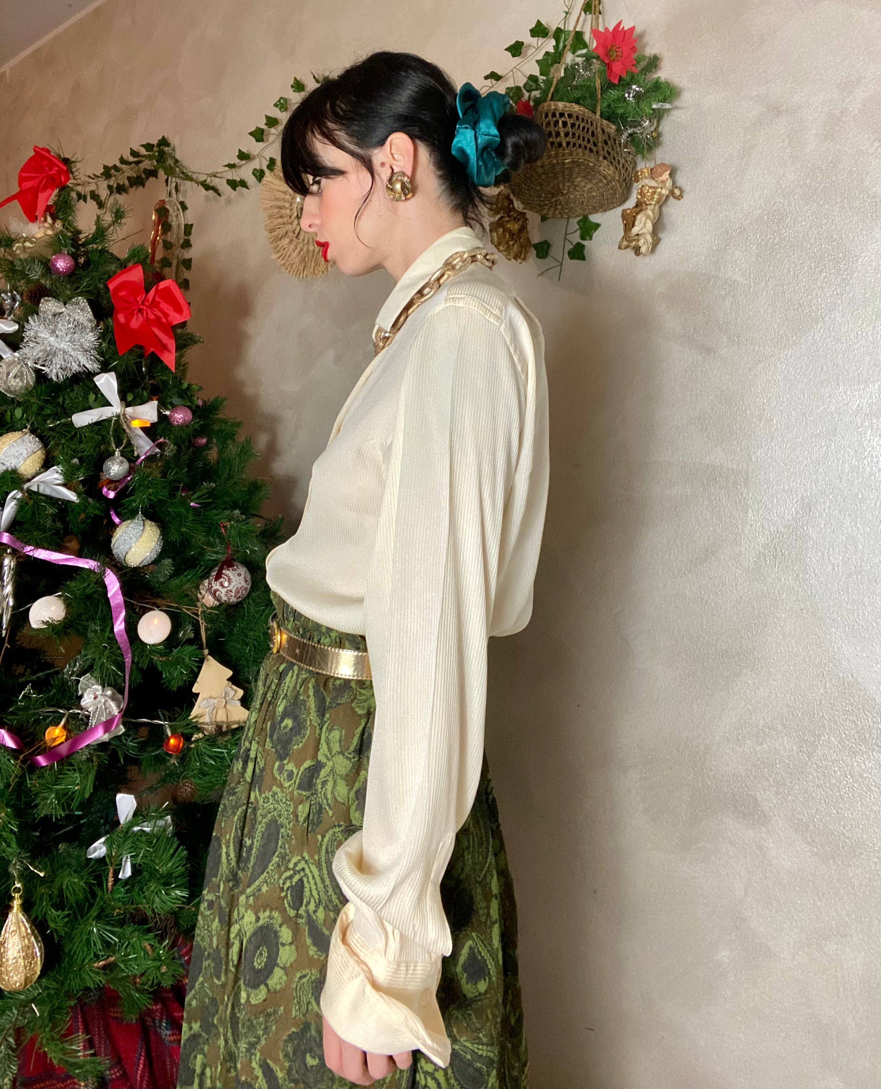 Camicia Lorenzini gessata crema