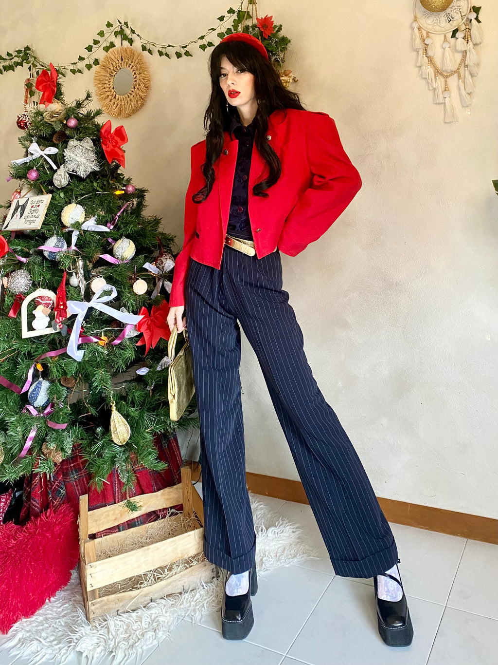 Classy wide leg pinstriped trousers