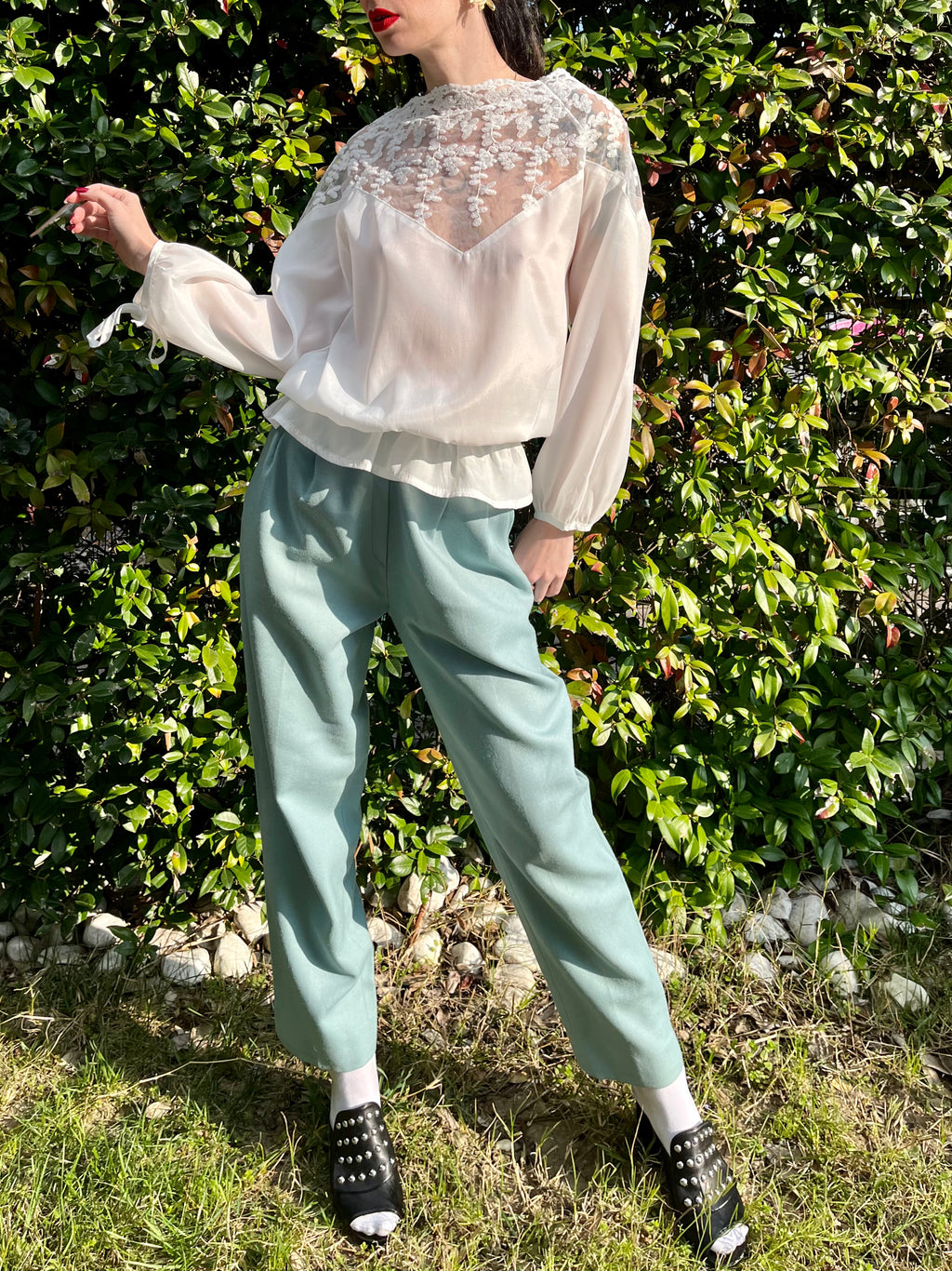 Pantaloni a carota turchese