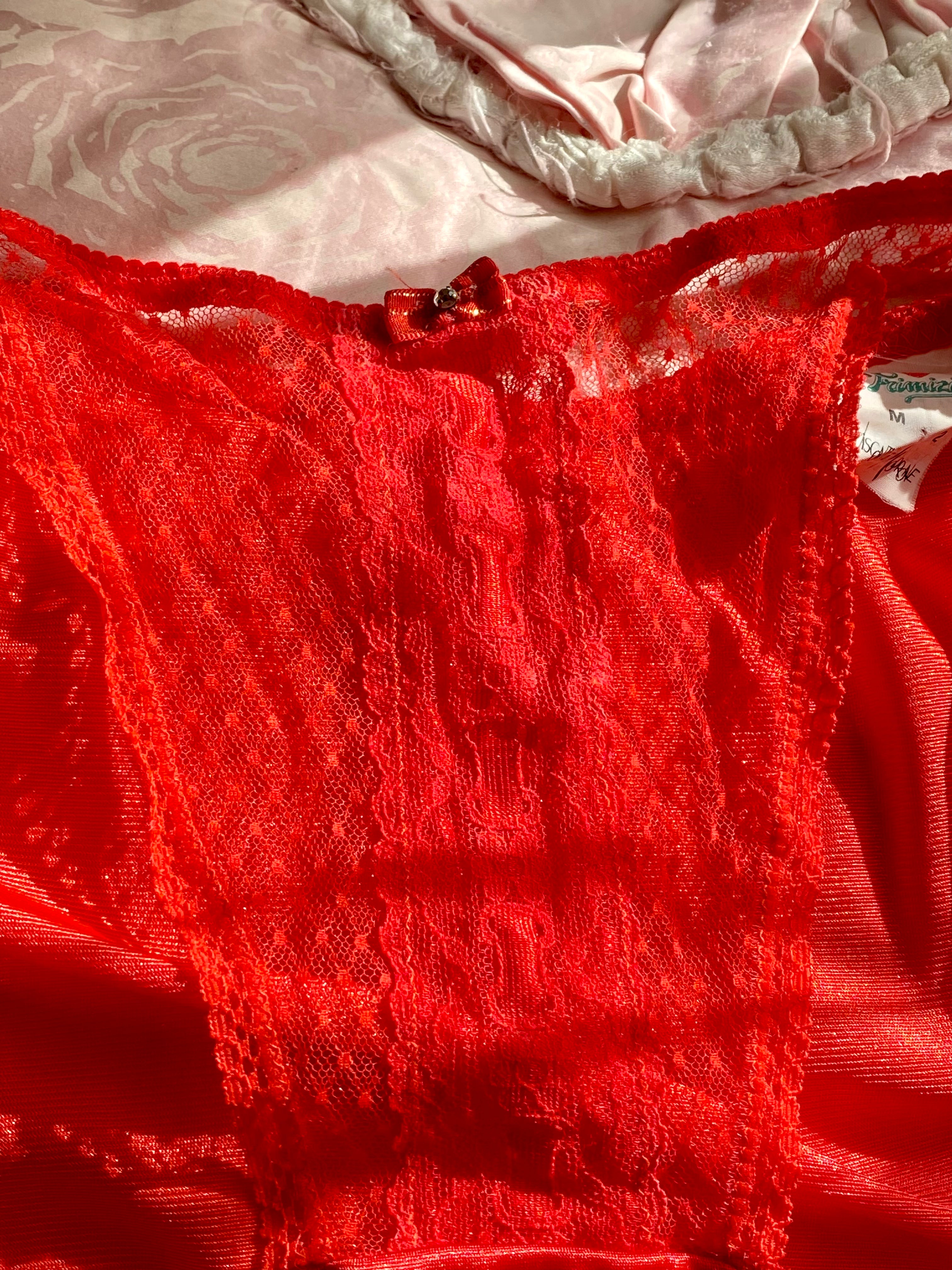 Slip in velo con pois in pizzo